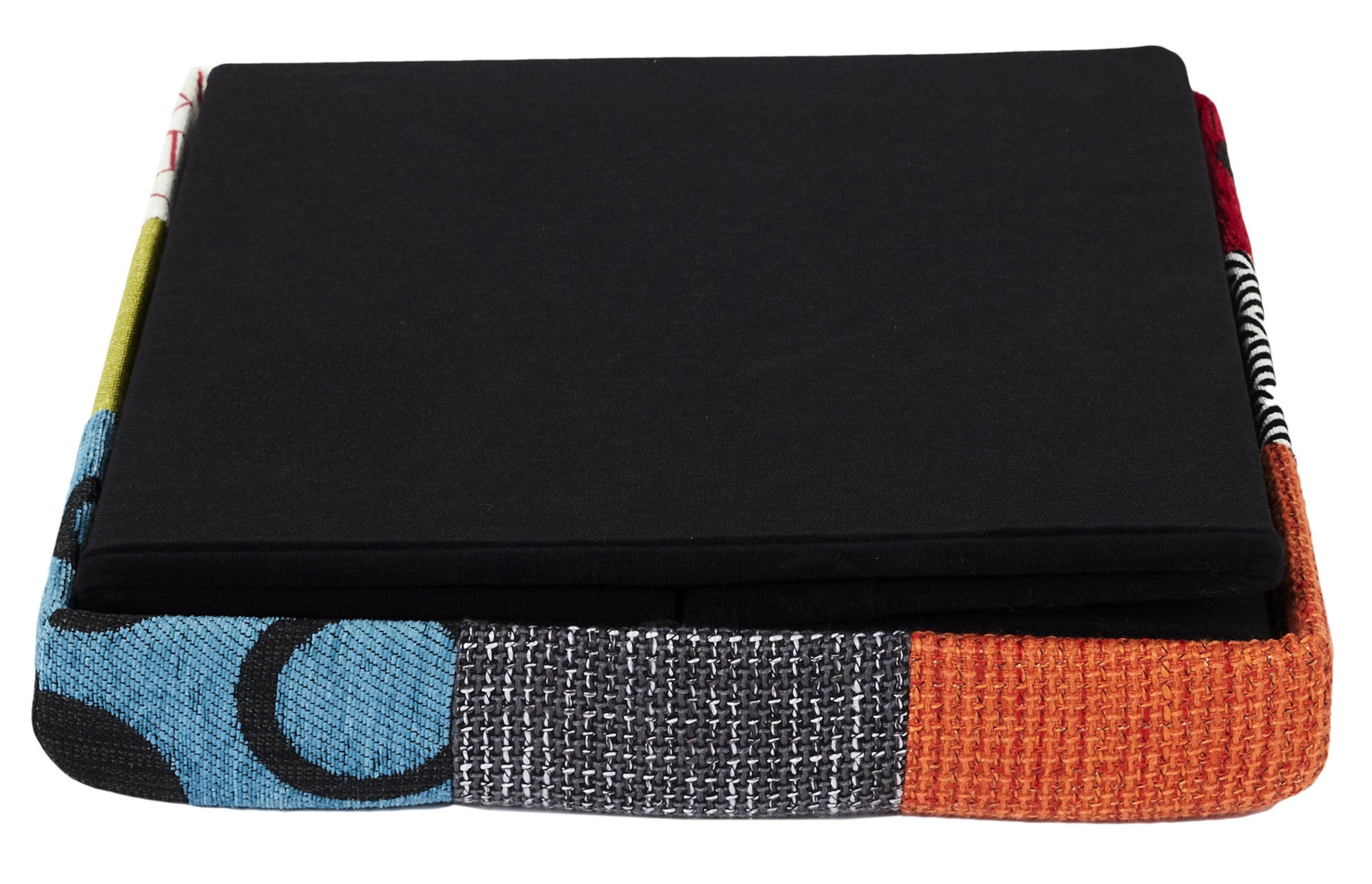 Puff Patchwork plegable almacenaje cuadrado multicolor (tonos negro)38x38 cm - 4