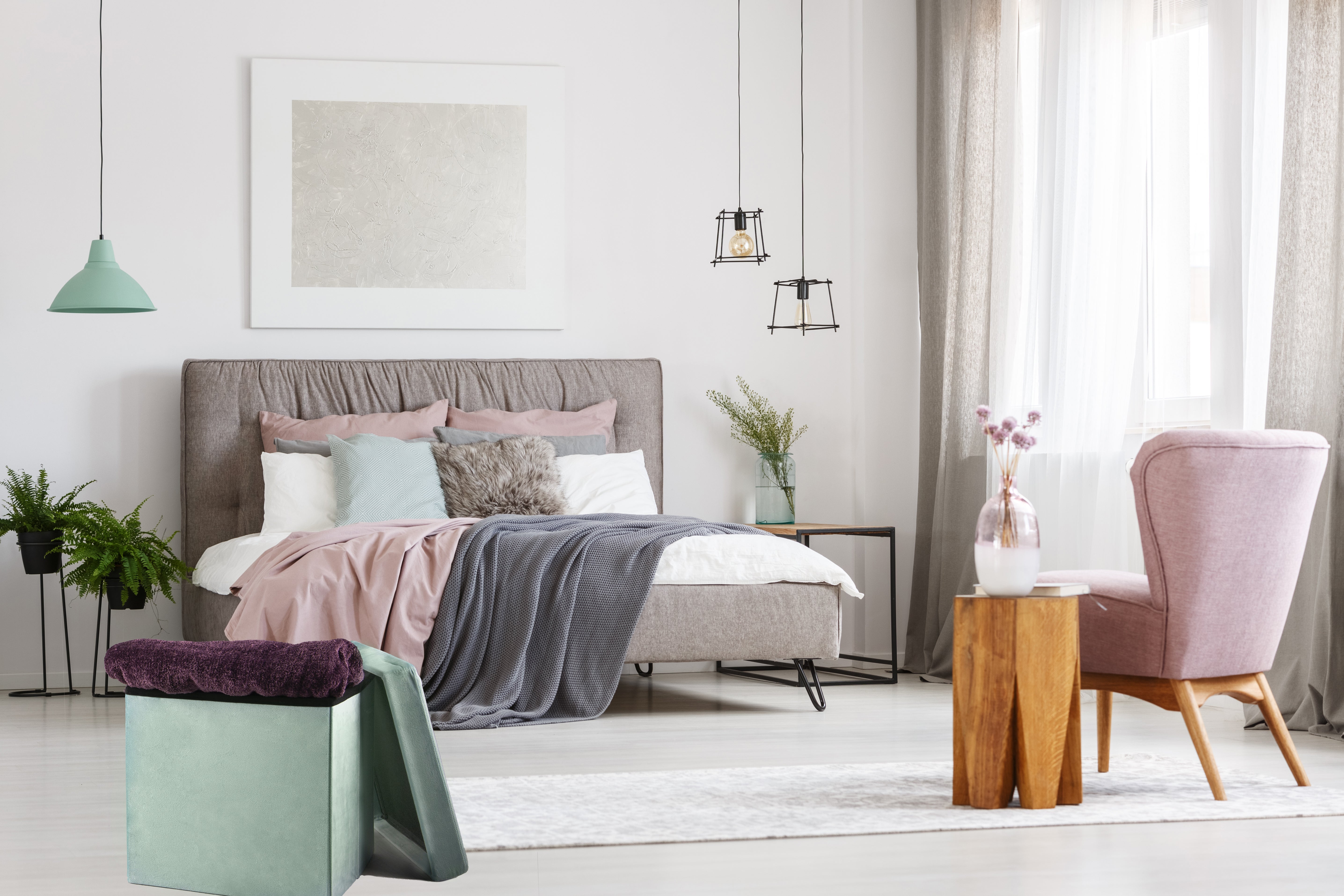 Puff decorativo poliéster cuadrado Terciopelo agua 38x38x38cm - 4