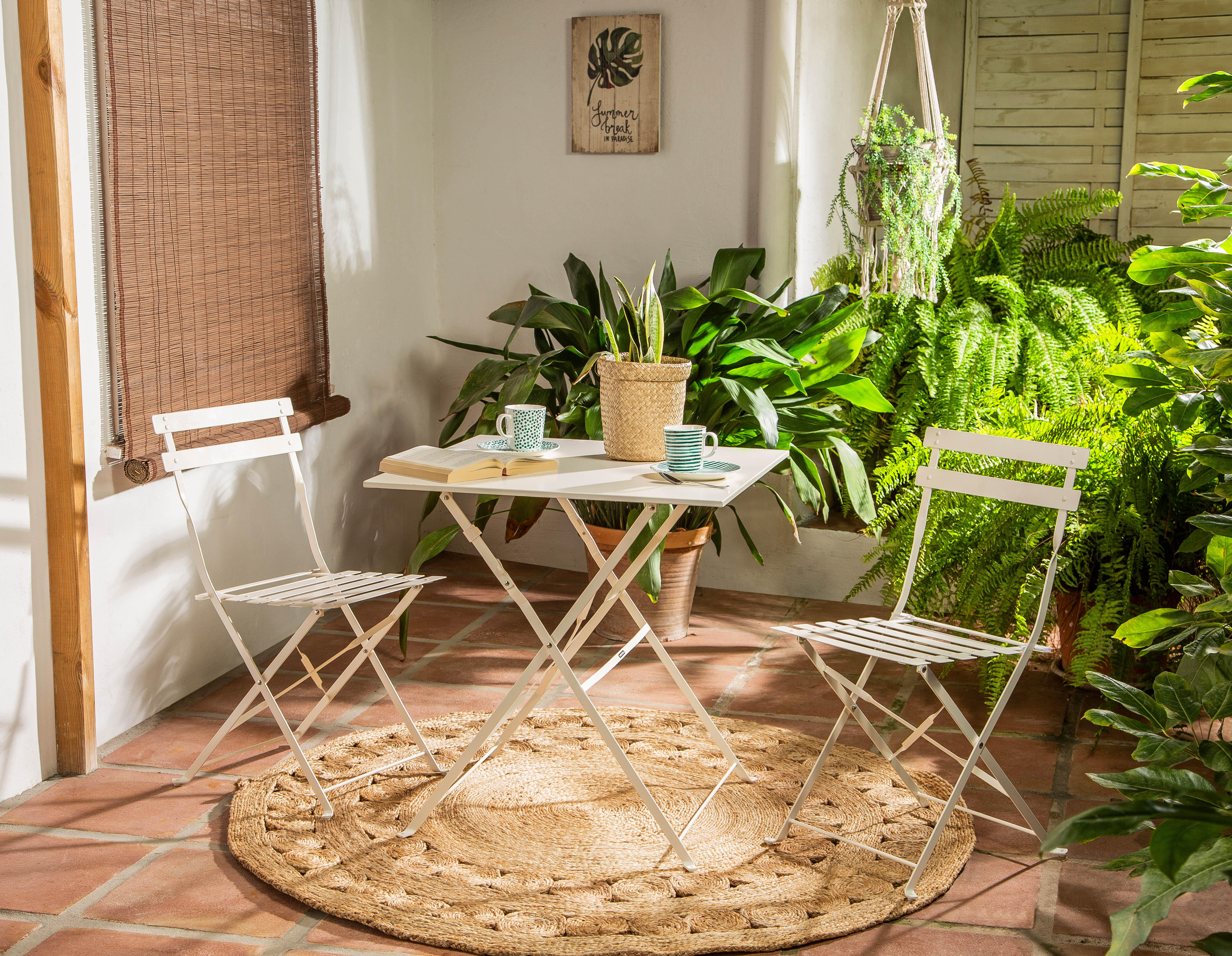 Conjunto de muebles de terraza flora de acero para 2 comensales