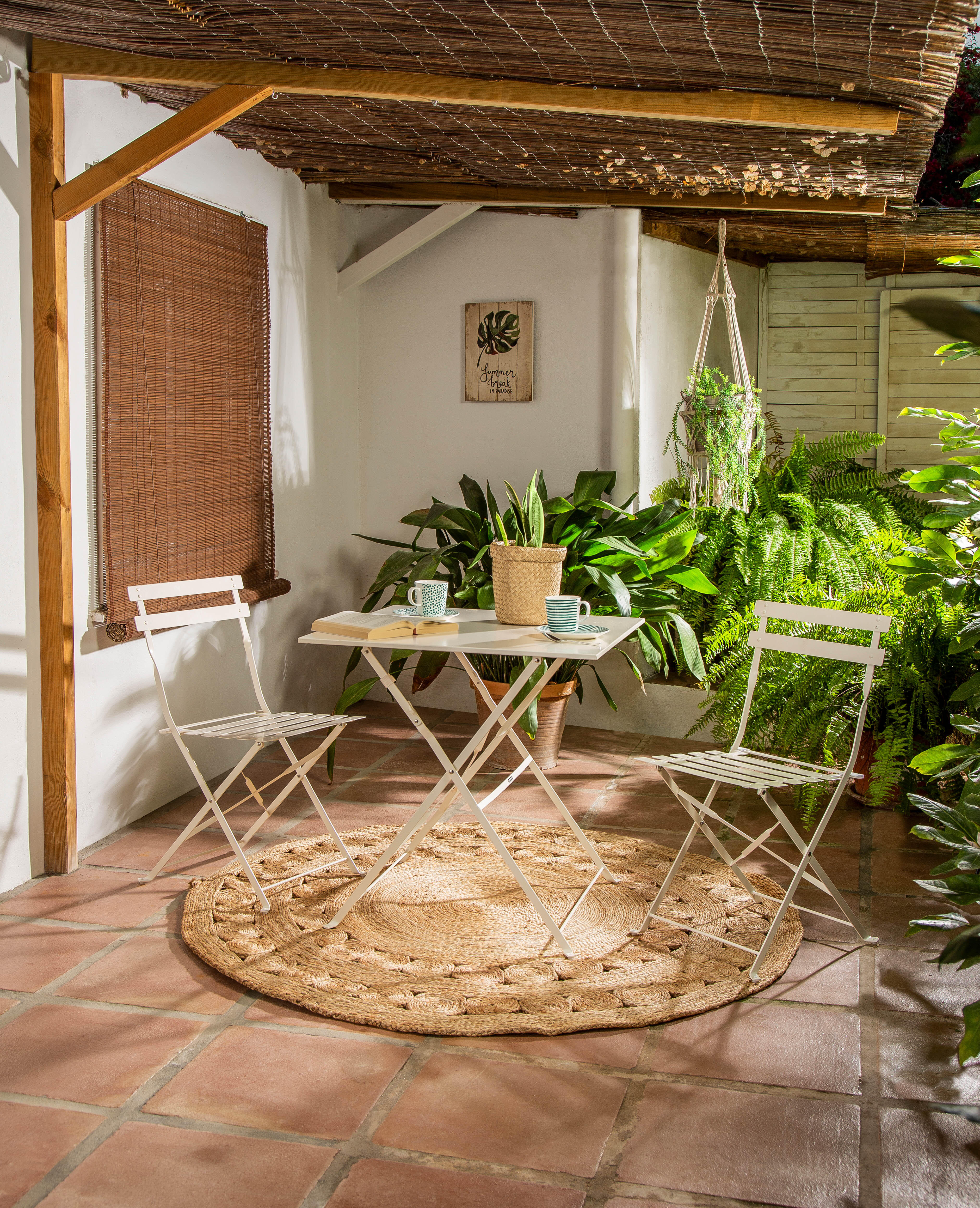 Mesa para balcón plegable de acero Flora blanco de 70x70x71 cm - 14