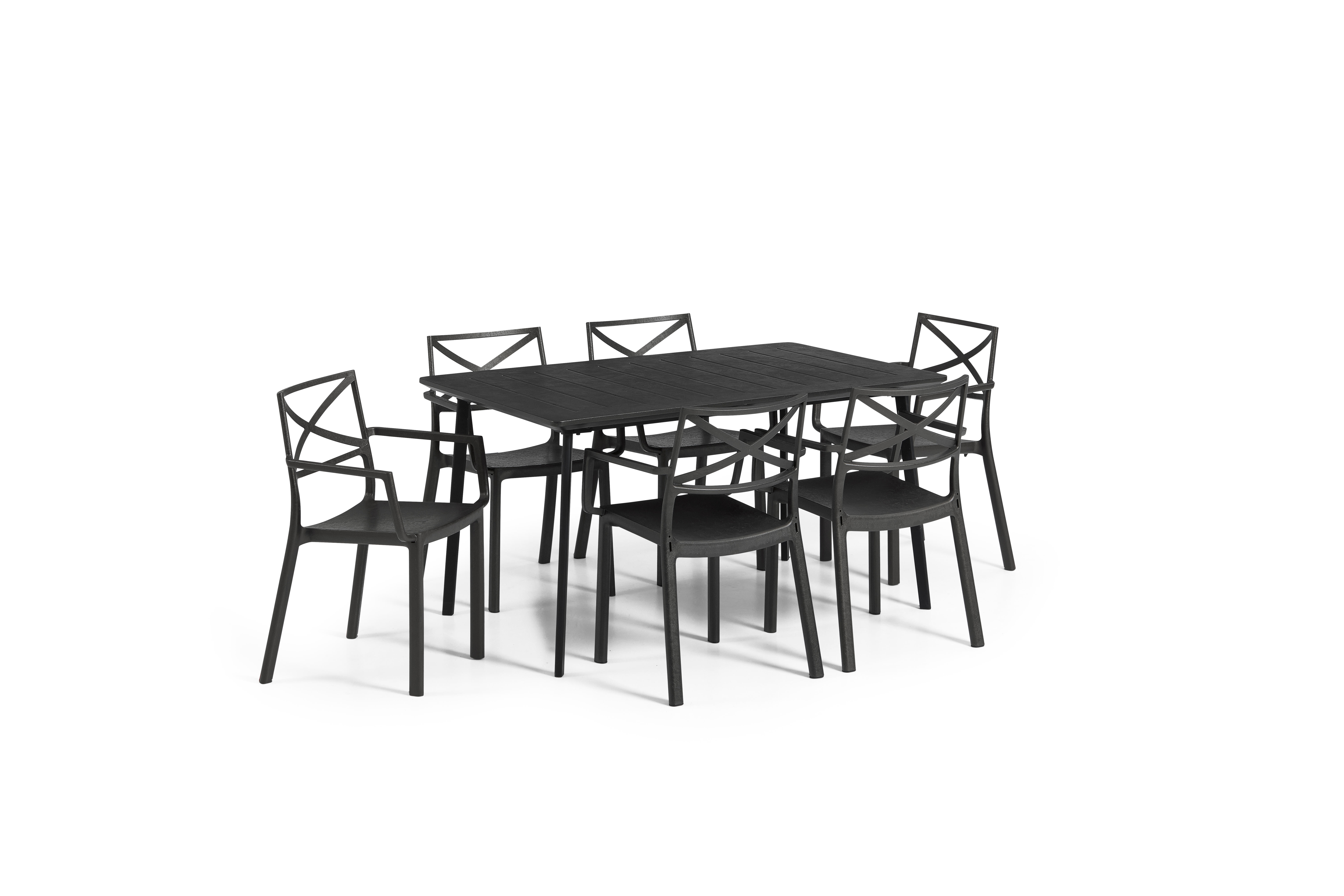 Tavolo da pranzo per giardino Metalea KETER struttura e superficie in resina grigio per 6 persone 146x90cm - 12