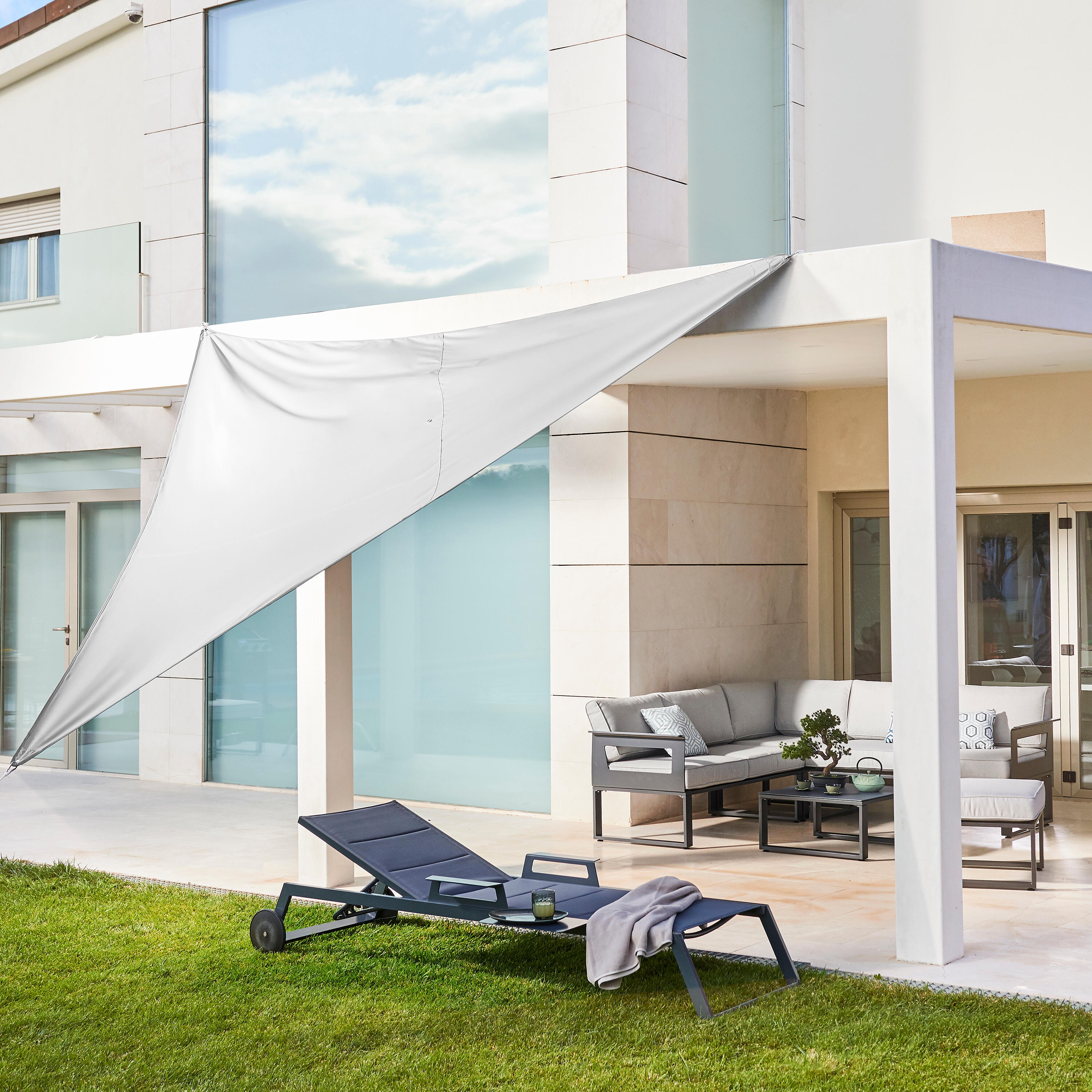 Vela ombreggiante triangolare bianco 360 x 360 cm - 5