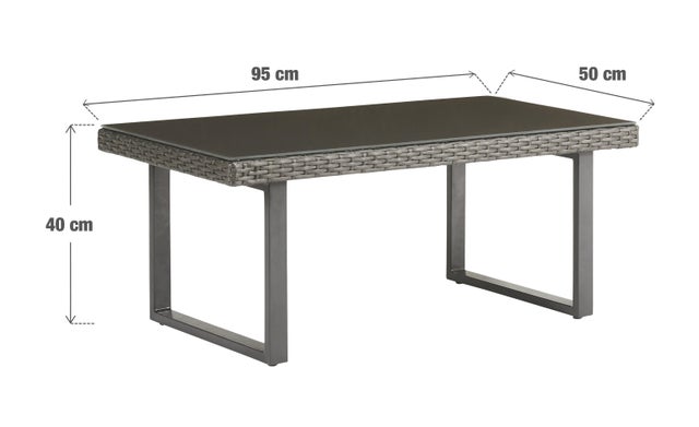 Mesa de apoio NATERIAL NOA 95X50X40CM CINZA ESCURO