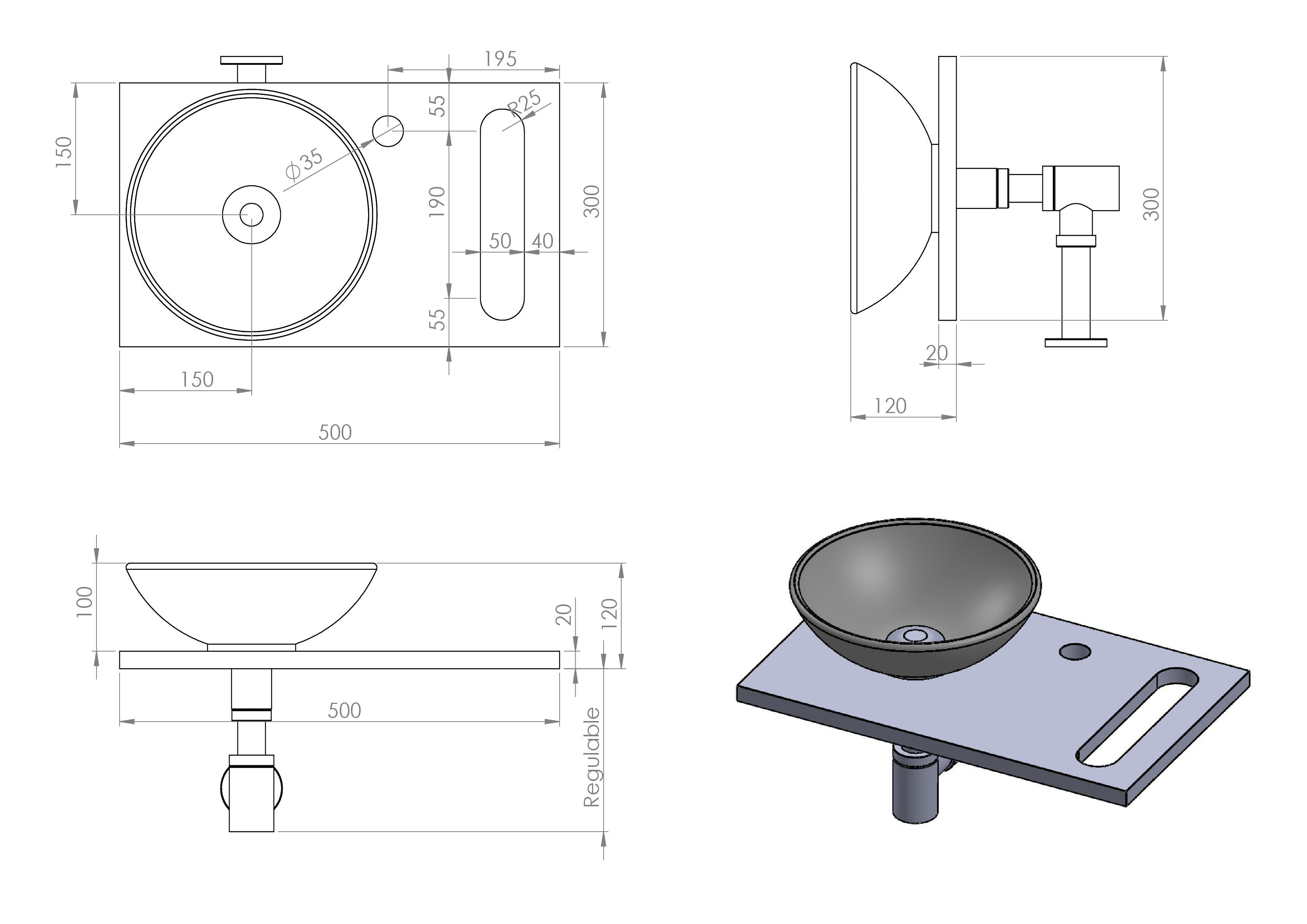 Móvel com lavatório MINISTONE MÁRMORE 50X30X2CM BRANCO - 4