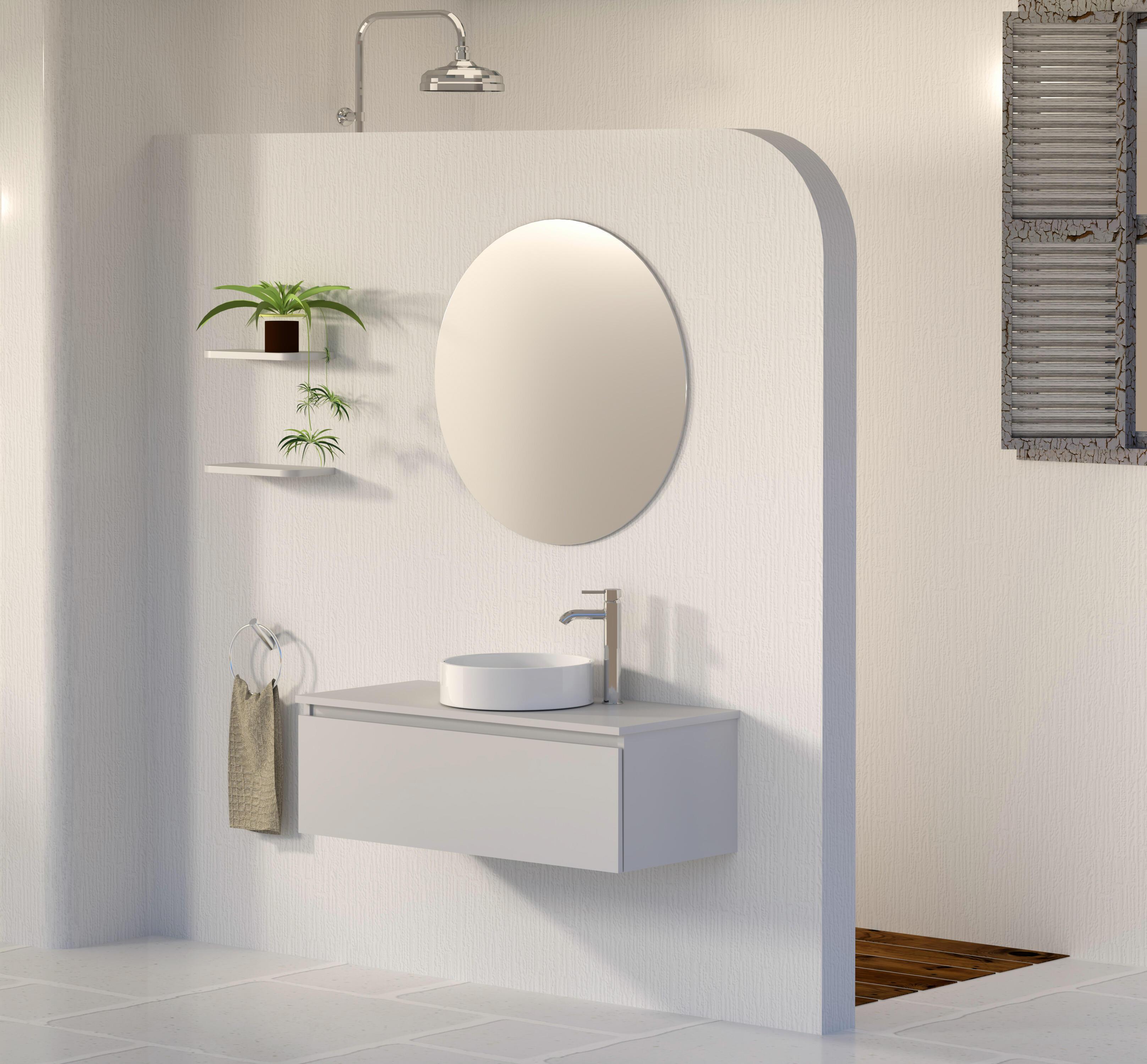 Mueble de baño con lavabo y espejo rise blanco 100x45 cm