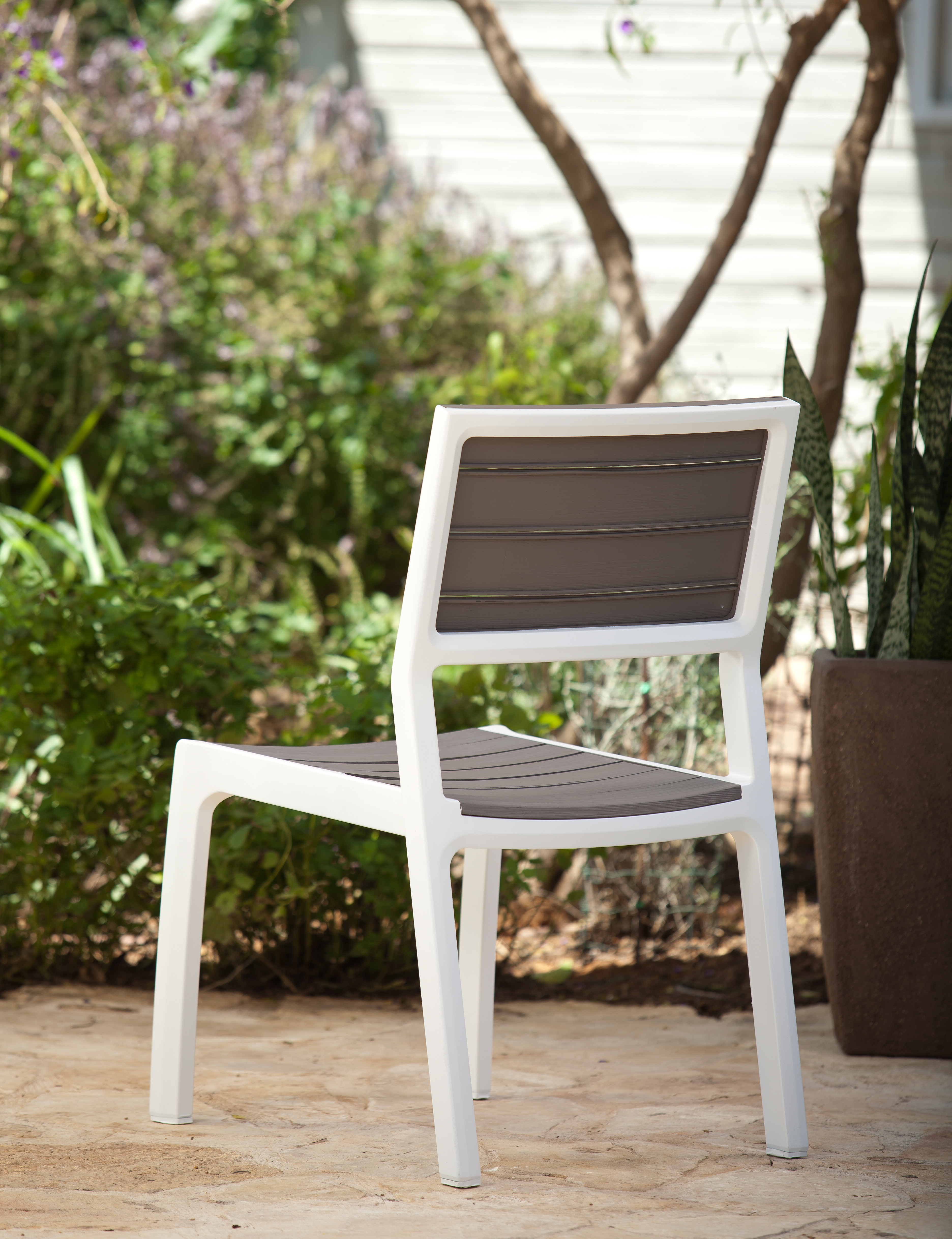 Silla de jardín de polipropileno Harmony beige sin brazos - 6