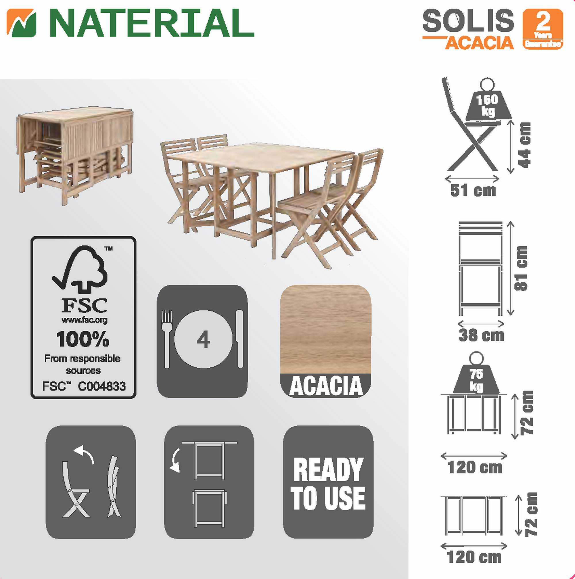 Conjunto de jardim refeição NATERIAL SOLIS PLEG - 13