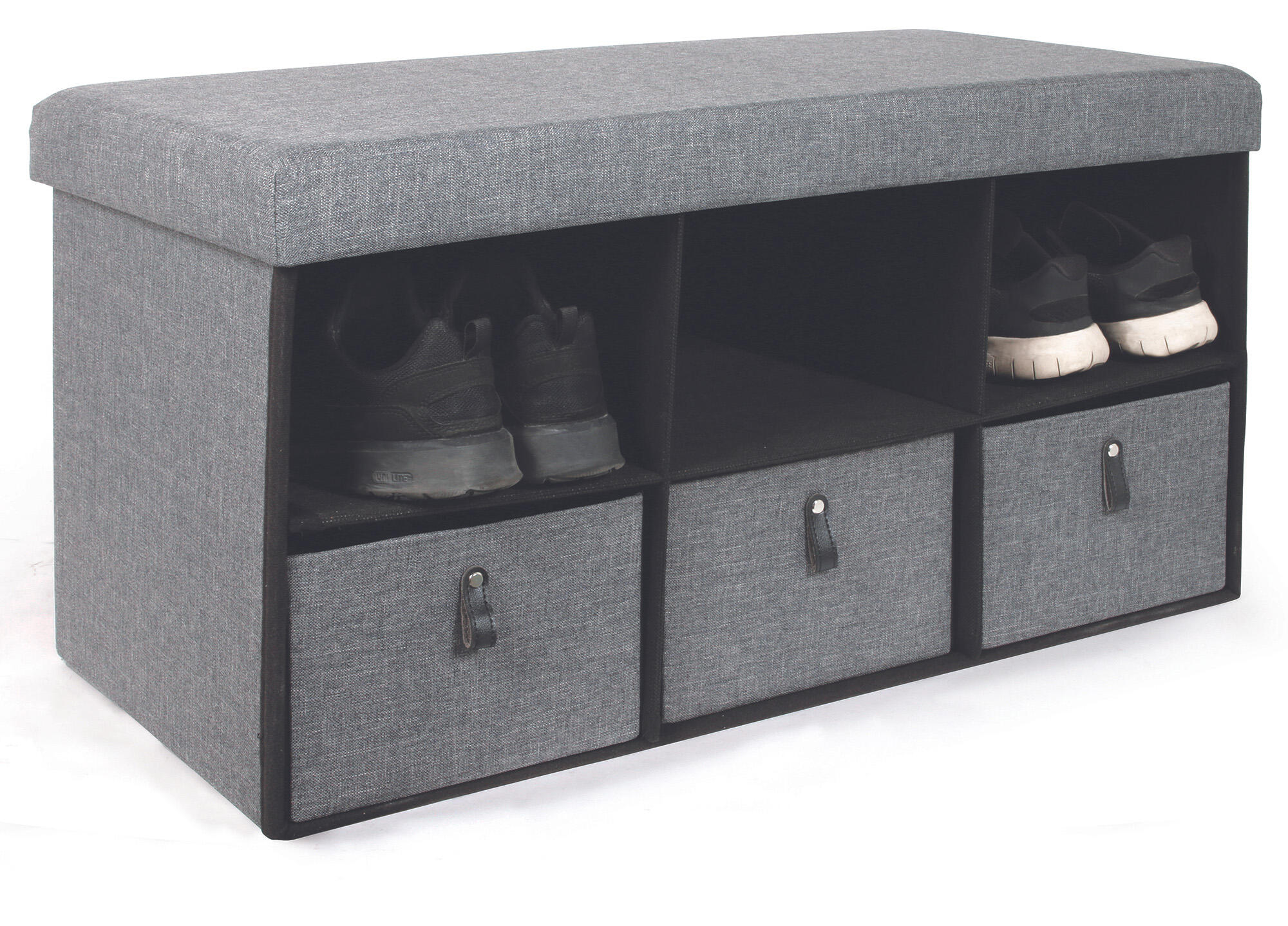 Baúl pie de cama con zapatero color gris oscuro 76x38x38 cm (anchoxaltoxfondo)