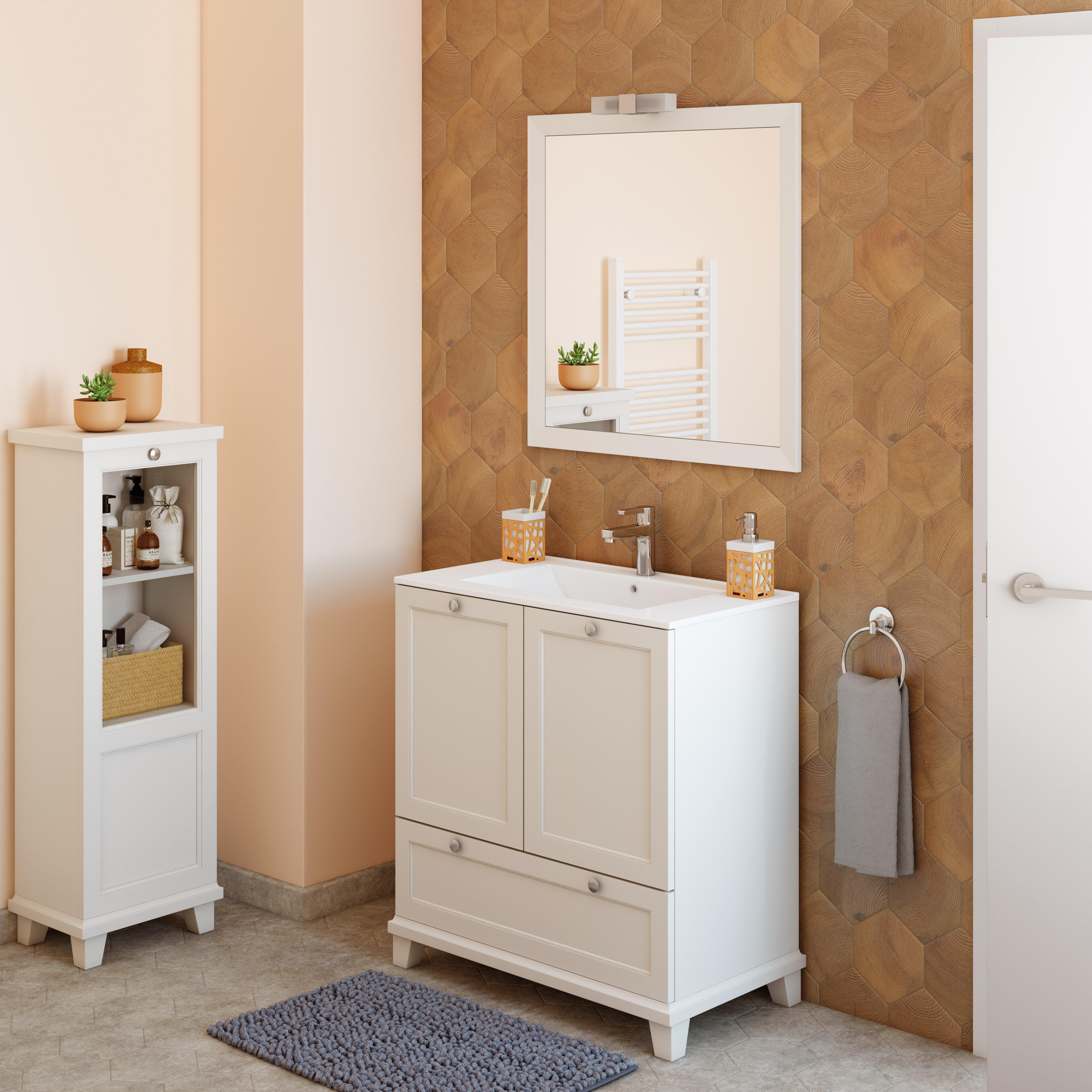 Mueble de baño con lavabo unike blanco mate 80x45 cm