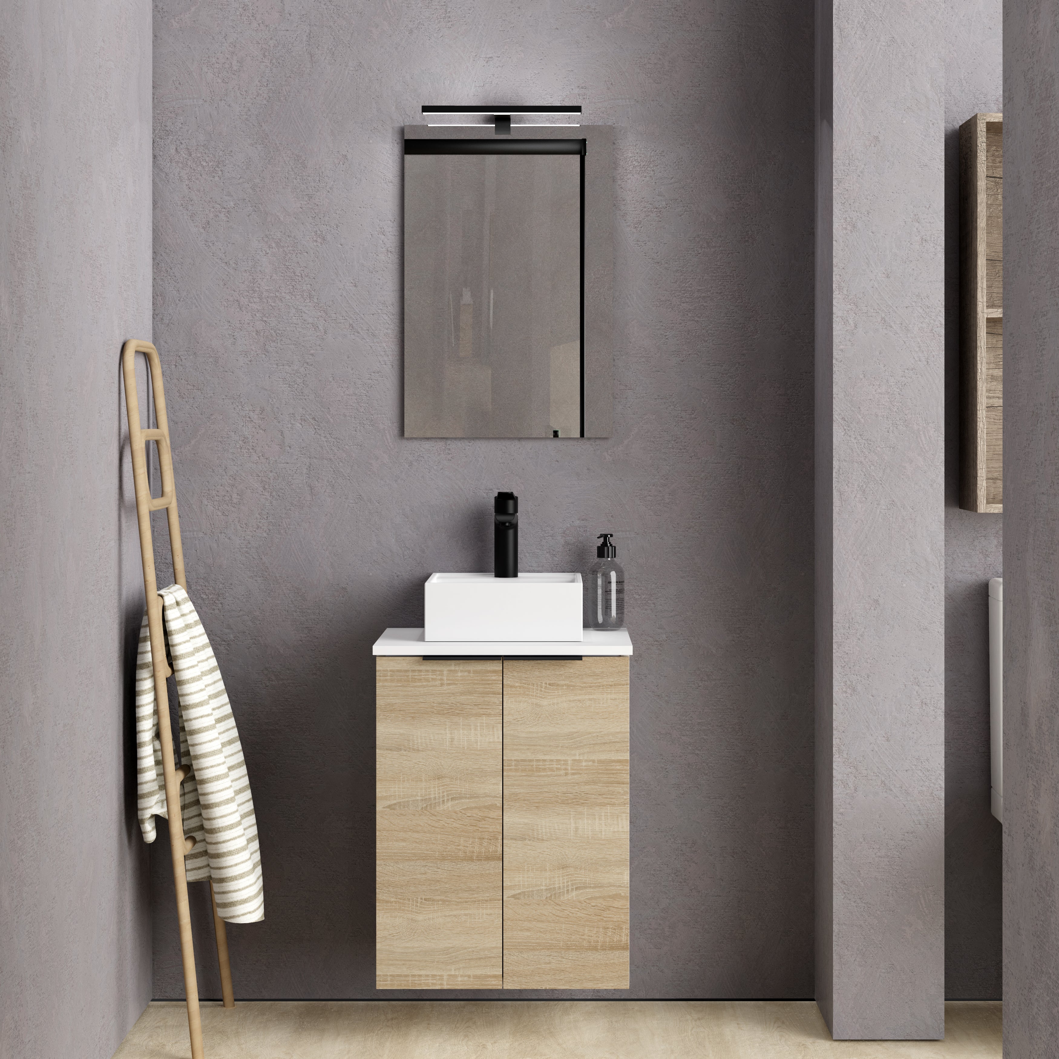 Mueble de baño con lavabo  Small olmo mate 45x35.1 cm - 3