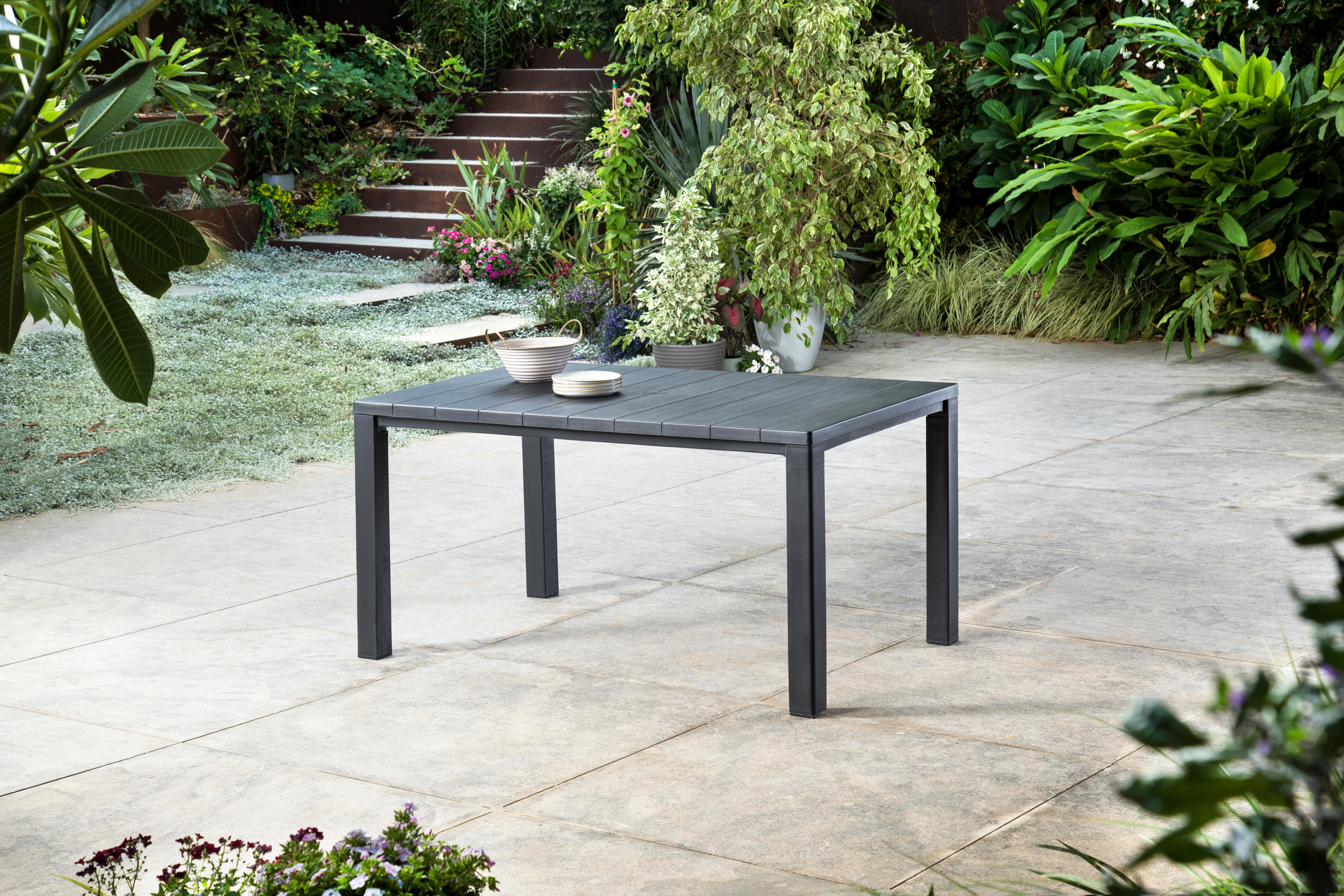 Mesa de refeição em resina 147x90 cm antracite Keter Julie - 3