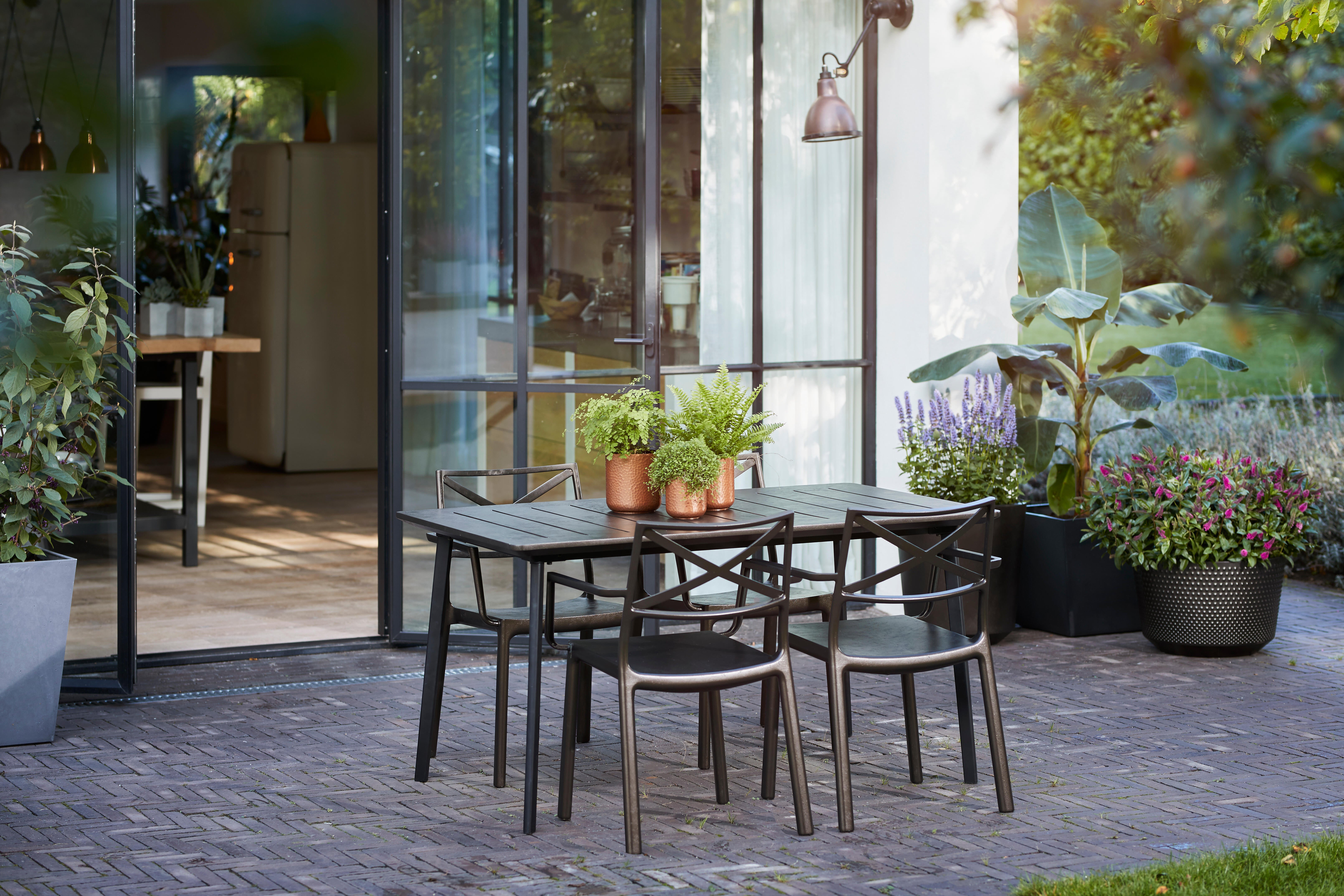 Tavolo da pranzo per giardino Metalea KETER struttura e superficie in resina grigio per 6 persone 146x90cm - 4