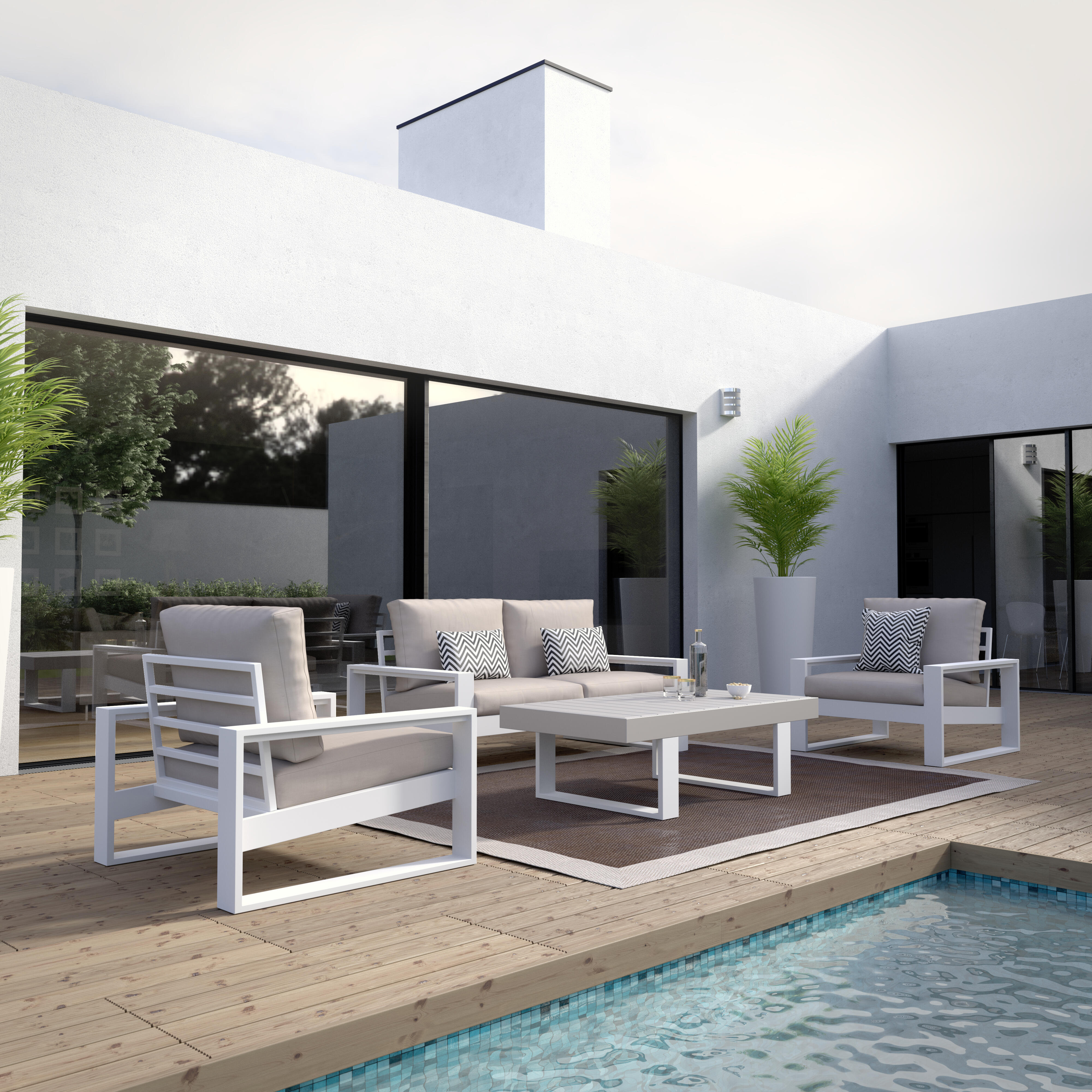 2 Cadeirões de jardim alumínio branco Las Vegas Naterial - 14