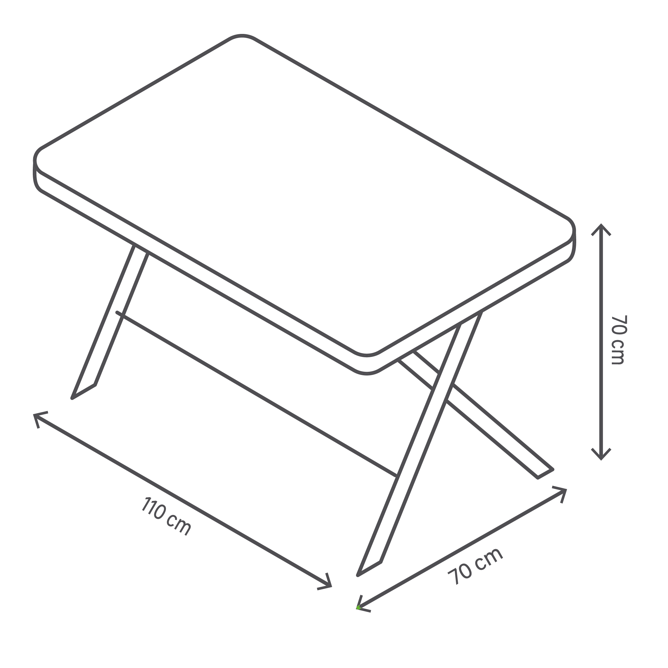 Mesa de jardín plegable de acero Emys gris de 70x110x72 cm - 3