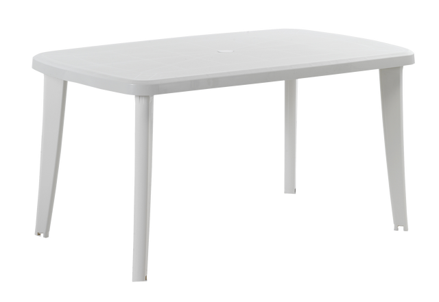 Mesa de jardín de comedor de polipropileno Tonelle blanco de 140x73x85 cm