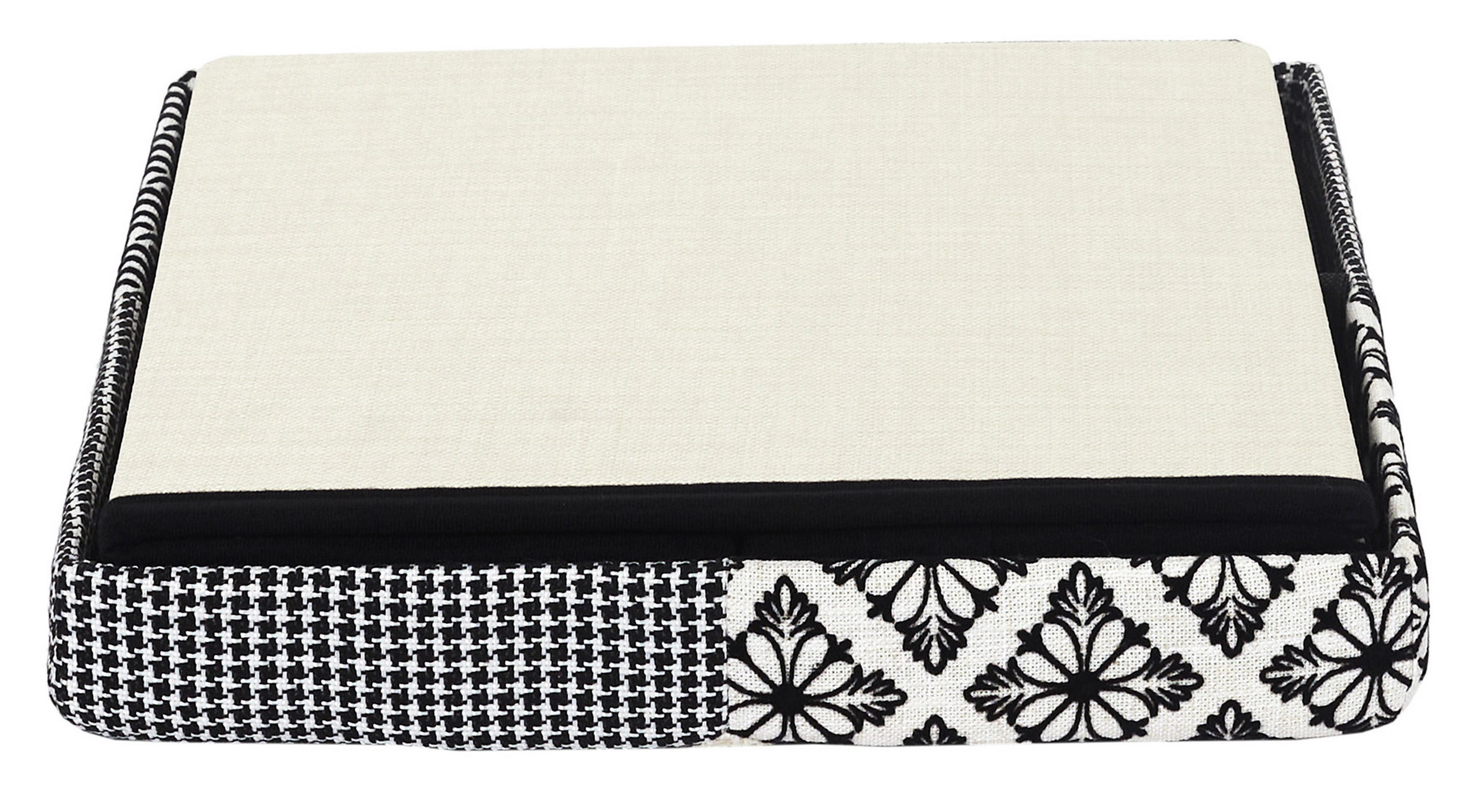 Puff patchwork plegable almacenaje cuadrado color beige 38x38 cm (anchoxalto)