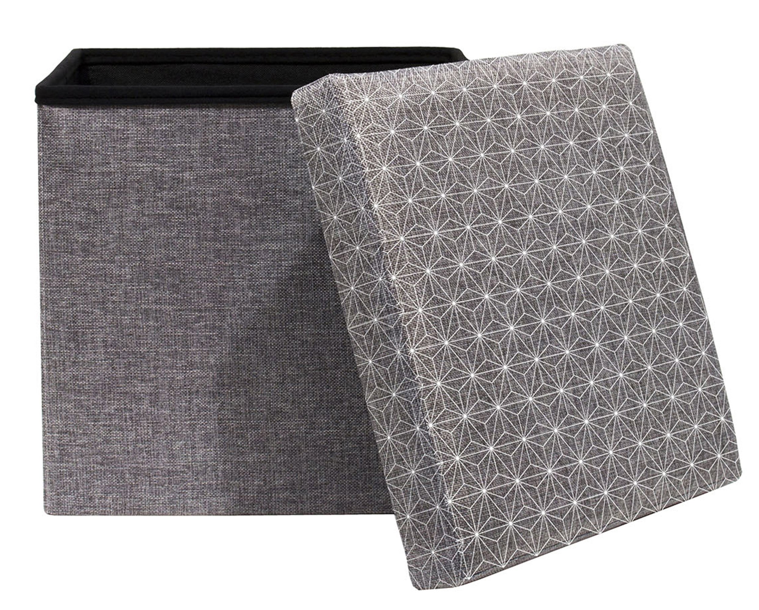 Puff geo plegable almacenaje cuadrado color gris 38x27 cm (anchoxalto)