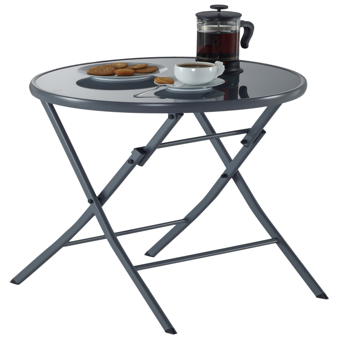 Mesa de exterior de acero plegable Emys gris de ø60x72 cm