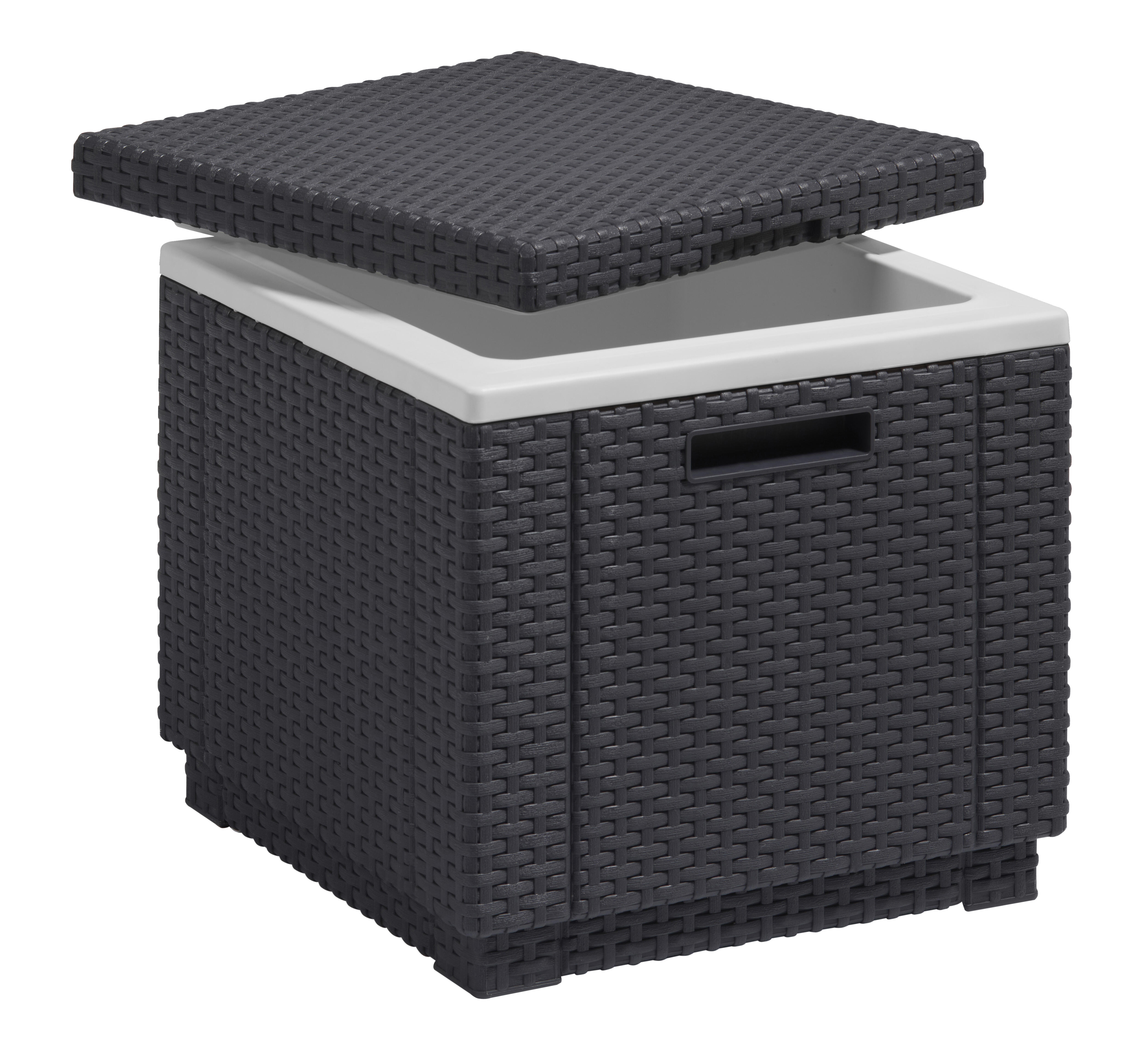 Mesa auxiliar de jardín de polipropileno ice cube gris de 42x41x42 cm