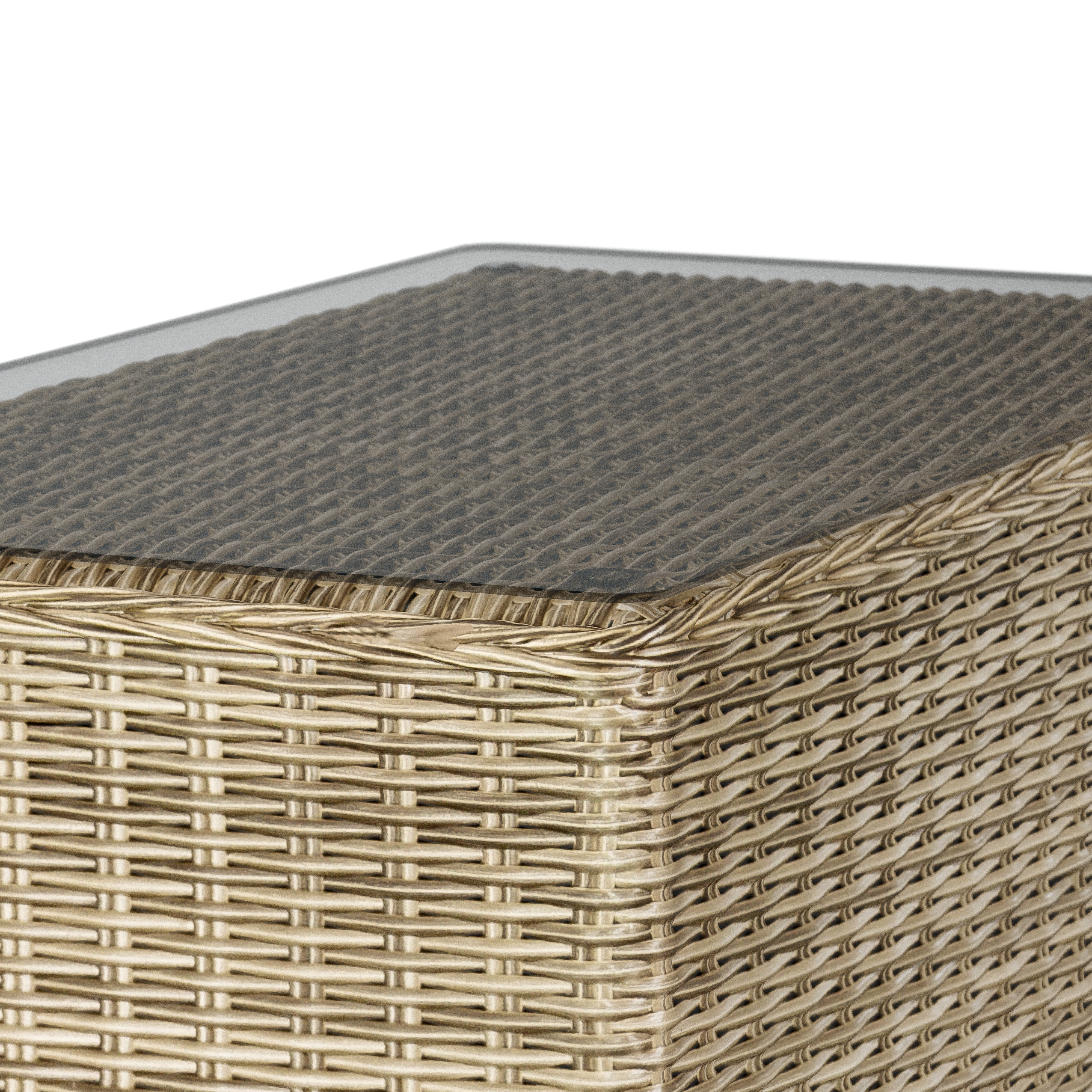 Mesa de centro de jardín de aluminio Berna beige de 99x45x53 cm - 5