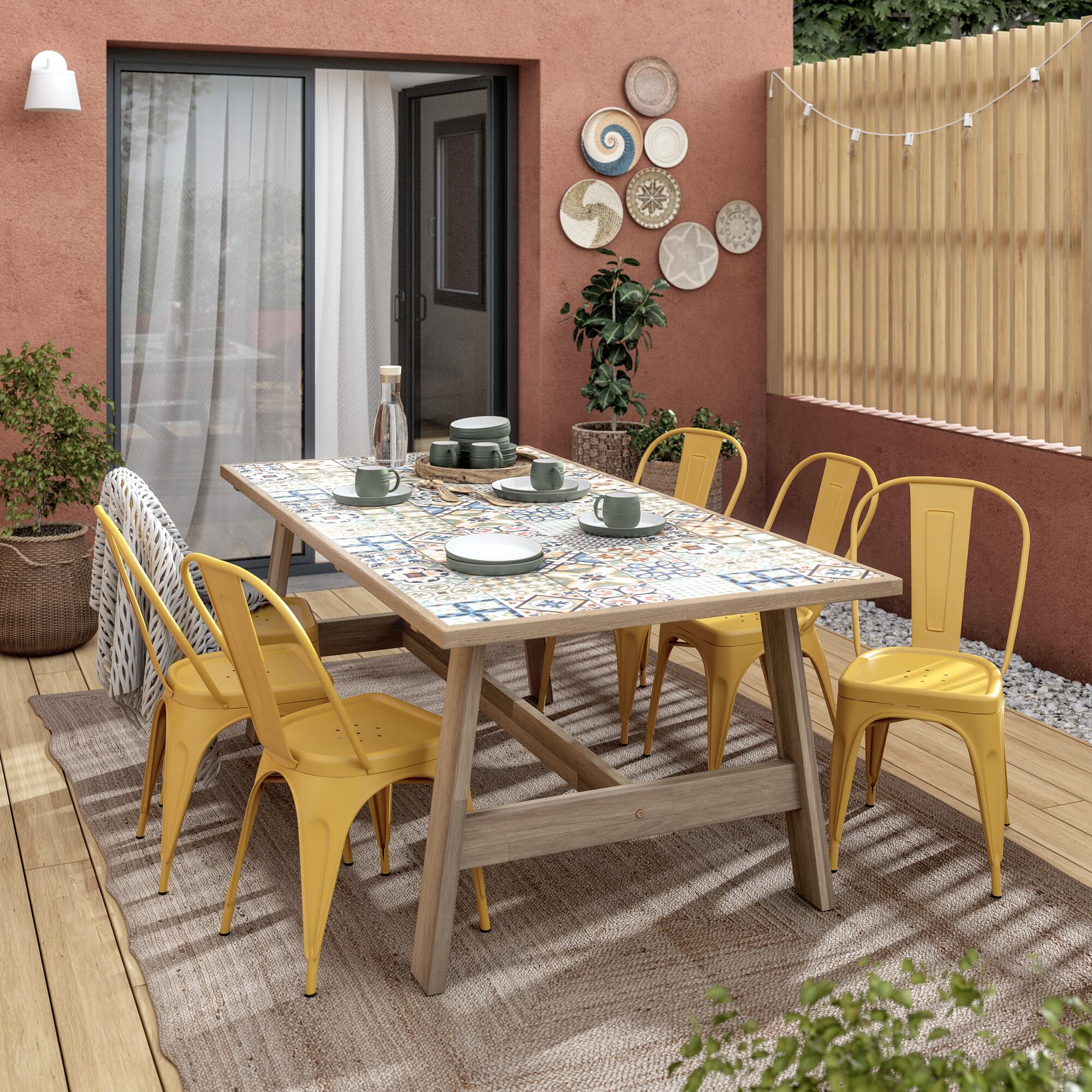 Mesa de jardín de acacia y cerámica NATERIAL Soho 100x75x200 cm - 8