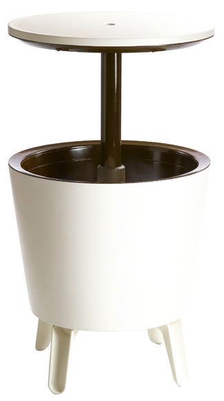 Mesa nevera auxiliar de jardín de polipropileno blanco de 49.5x84.5x49.5 cm