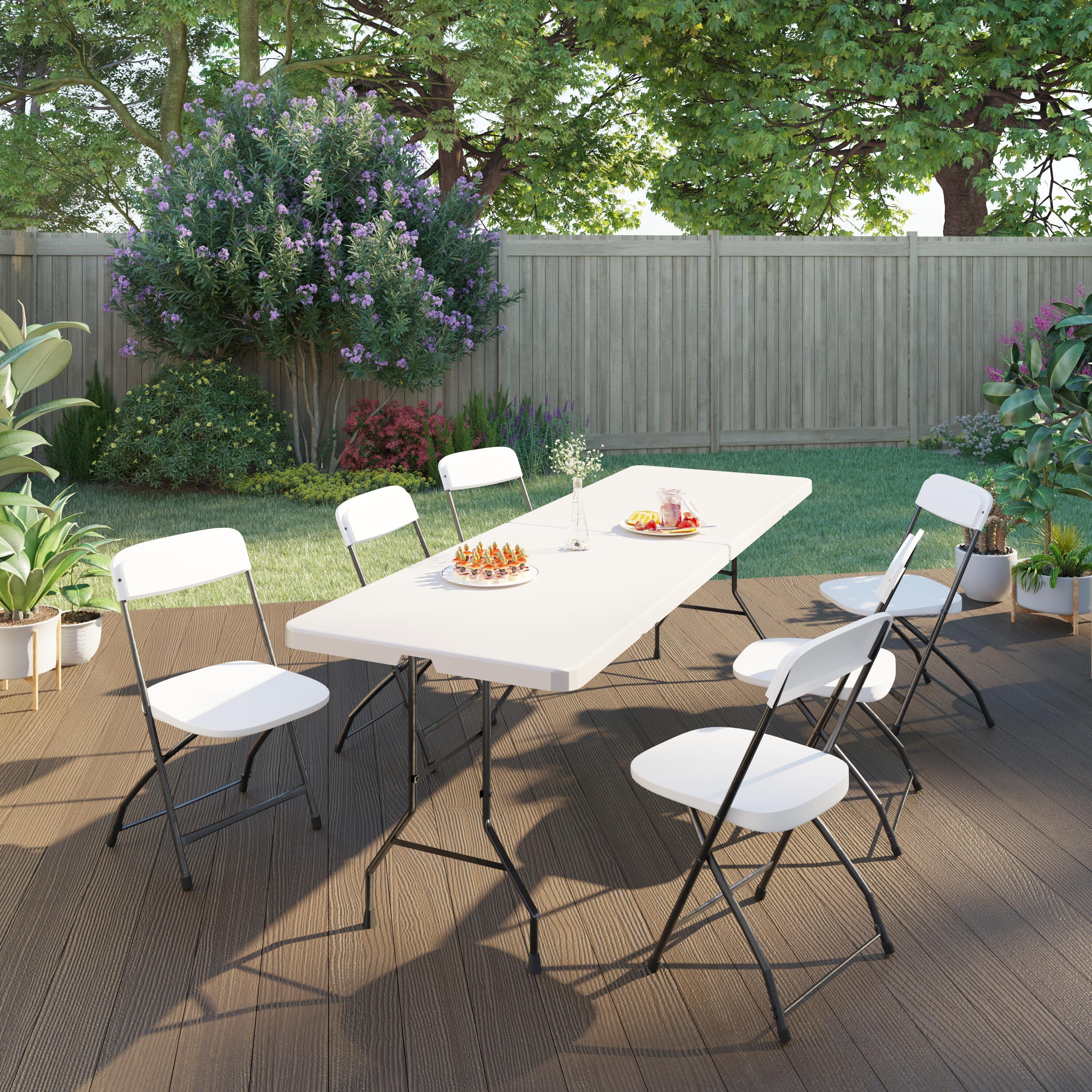 Mesa de jardín Catering Easy de acero blanco de 243x74x76 cm - 7