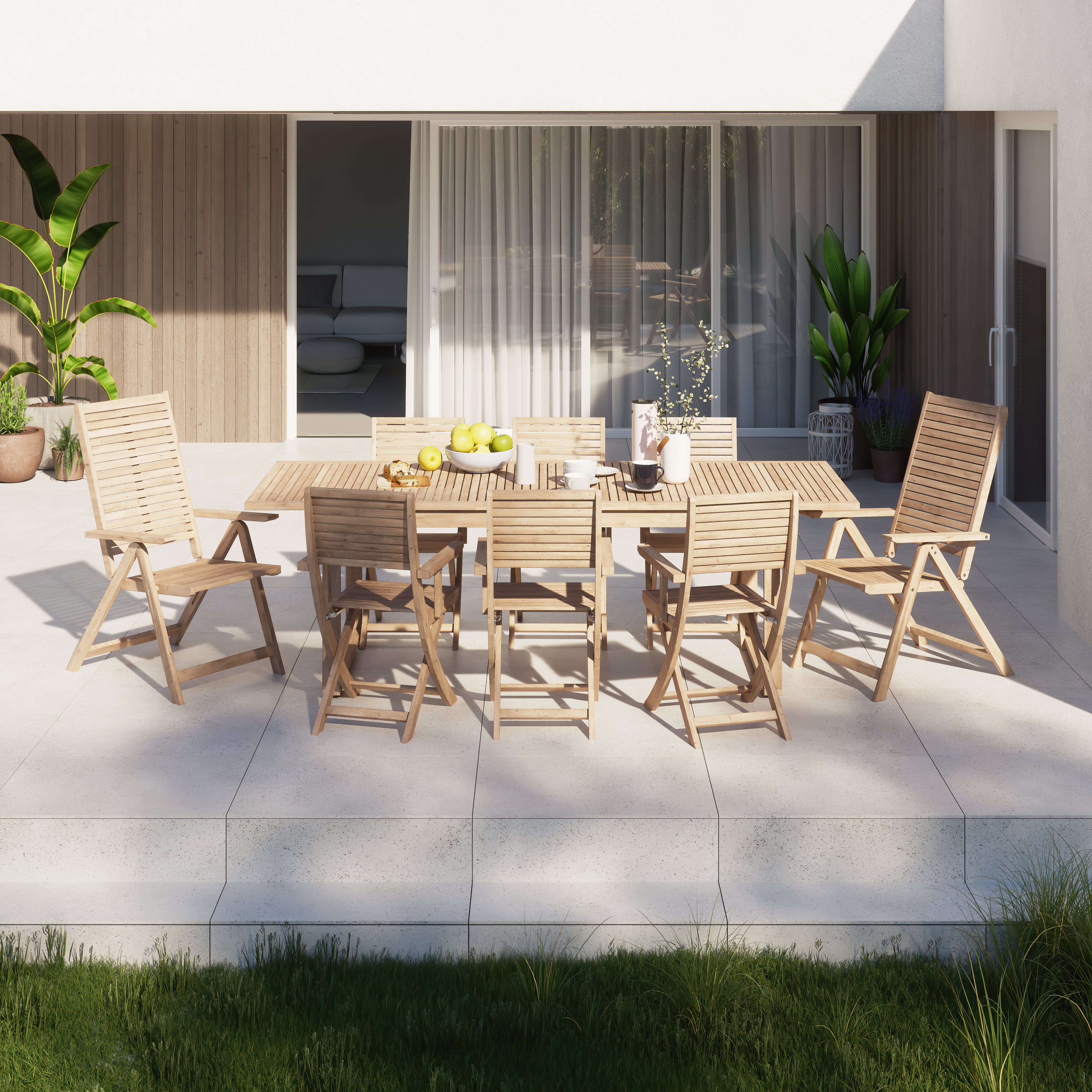 Sedia da giardino con braccioli pieghevole Solaris NATERIAL, struttura e seduta in acacia marrone - 4