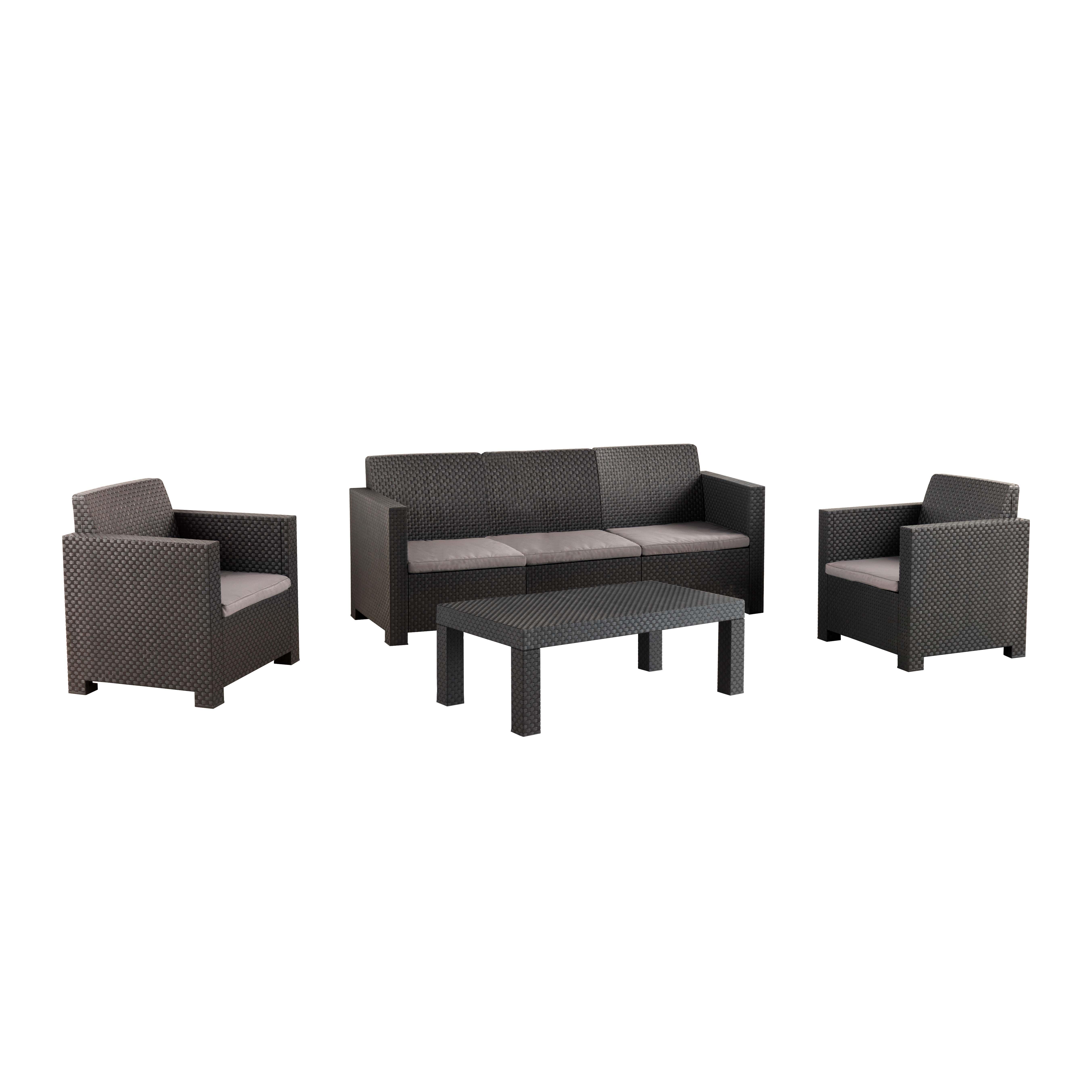 Conjunto de sofás y mesa baja belice de resina inyectada gris grafito