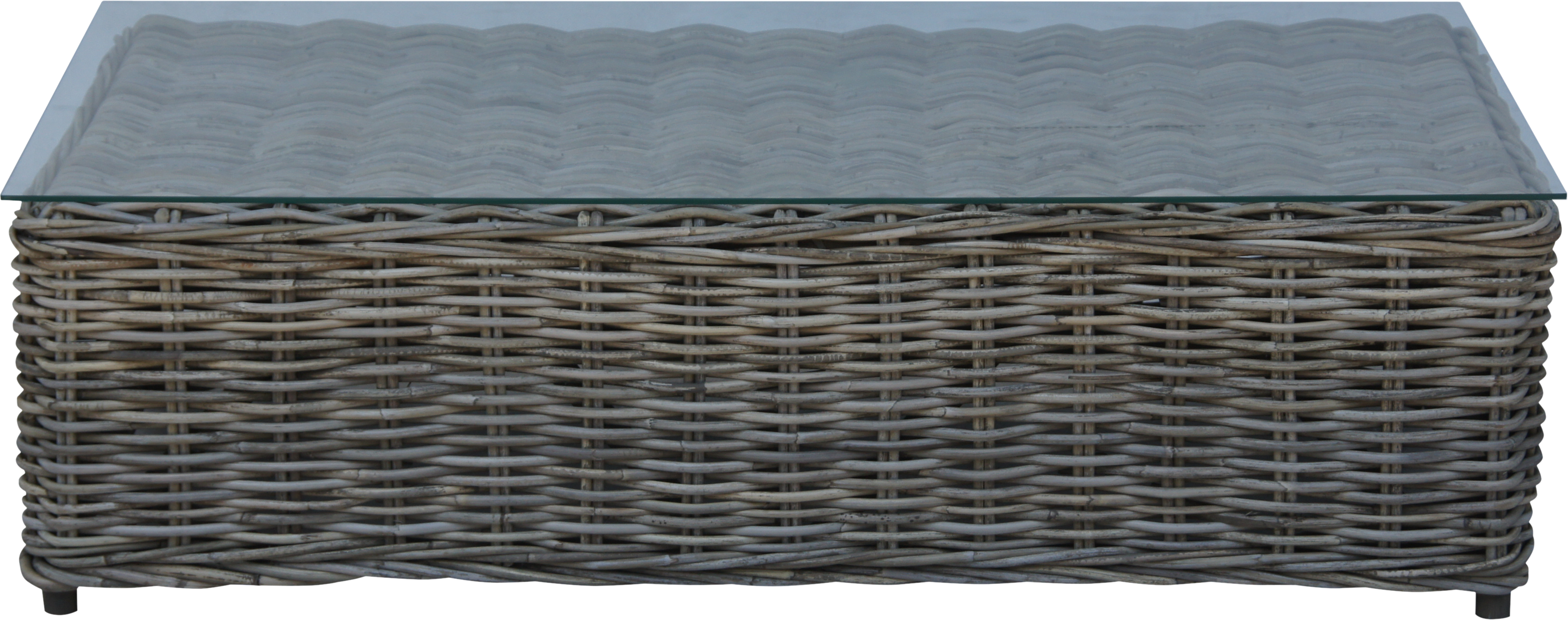 Mesa de porche de ratán natural con cristal koboo 62x32x112 cm