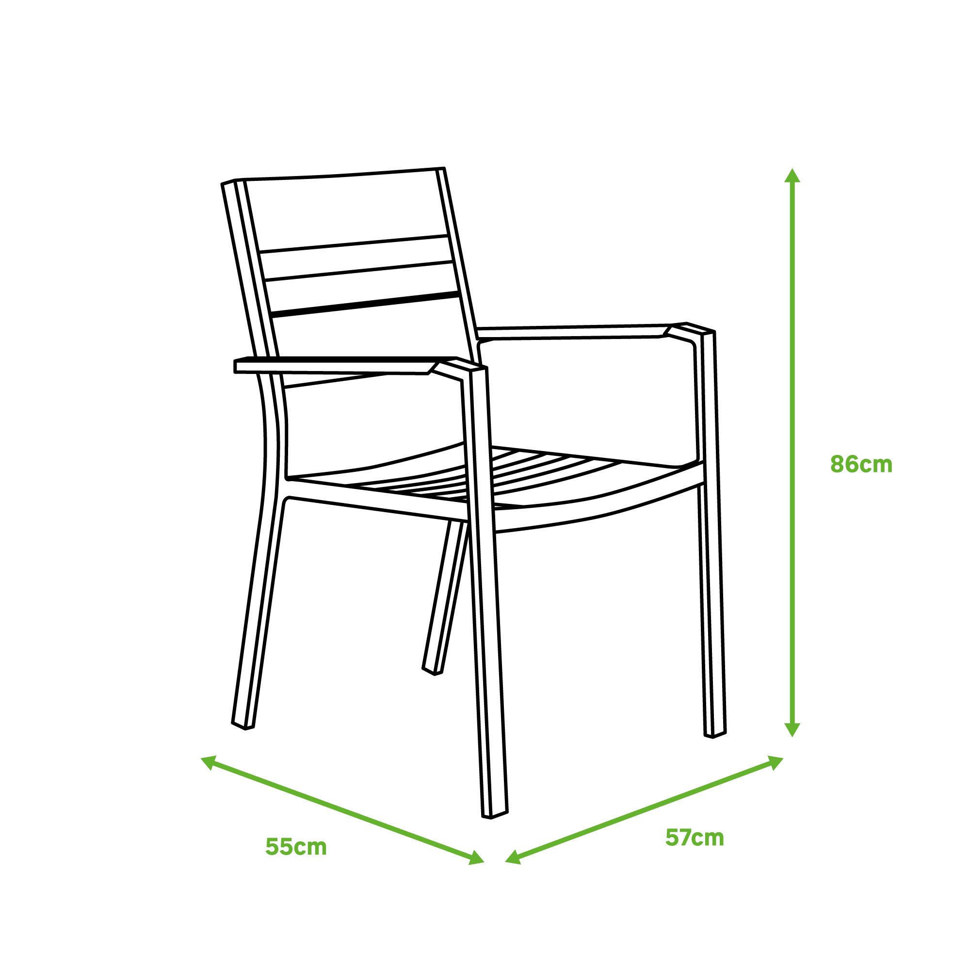 Cadeira de alumínio NATERIAL MENORCA 57X55CM POLYWOOD - 9