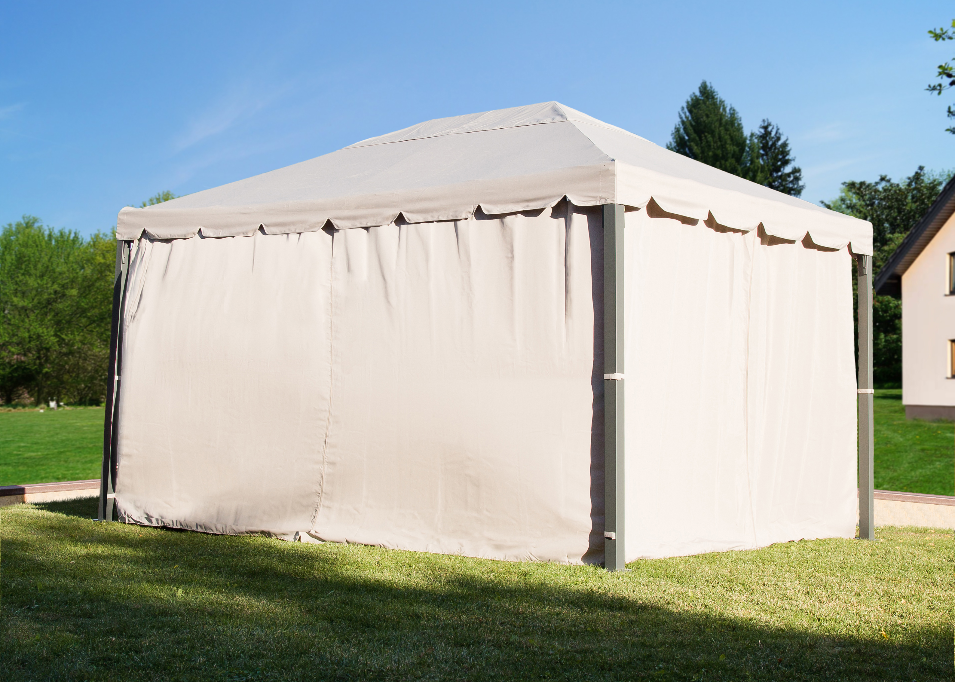 Gazebo in alluminio grigio antracite 4 x 3 m, copertura tortora - Ysis NATERIAL - 3