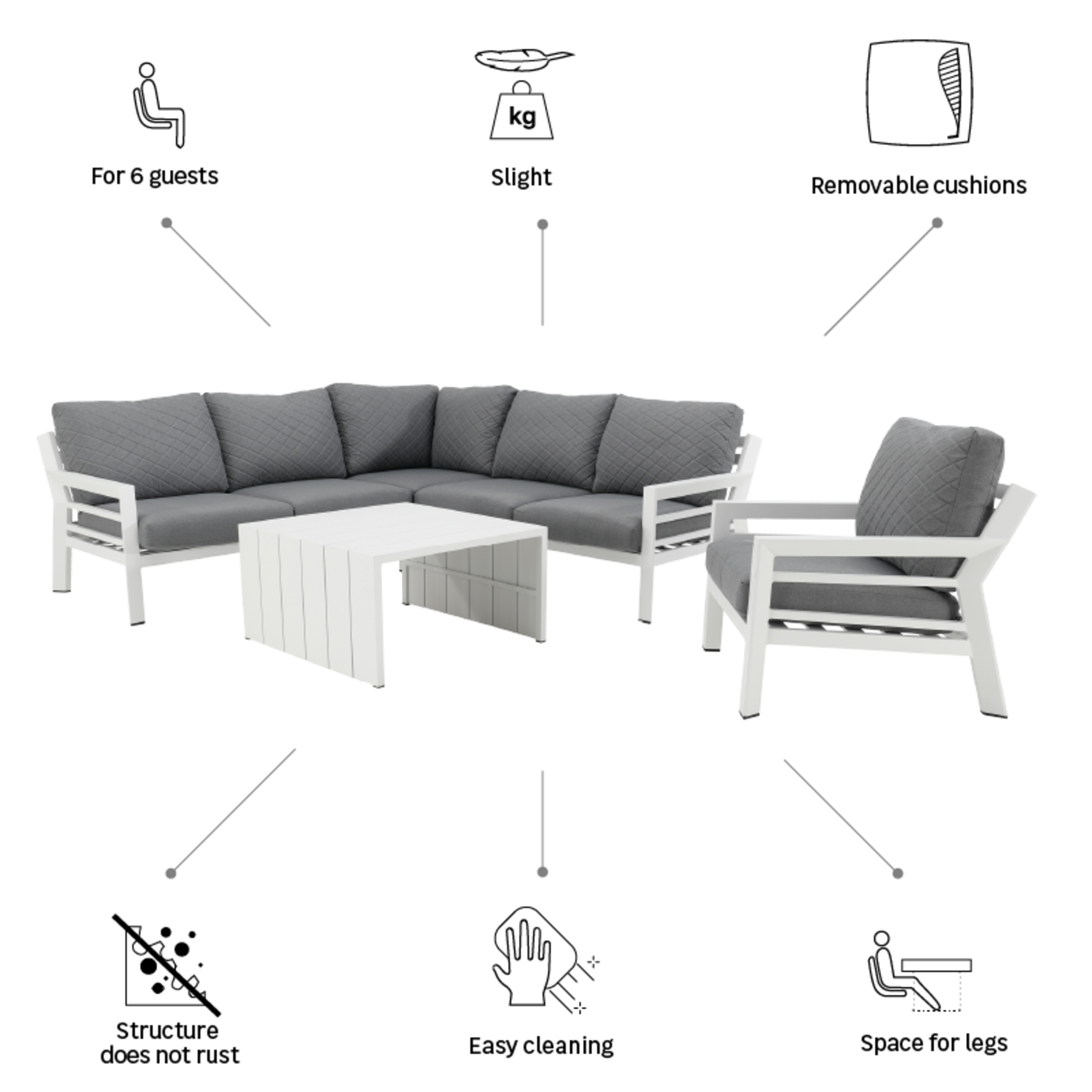 Set de porche de aluminio Naterial Augus blanco para 6 personas - 2
