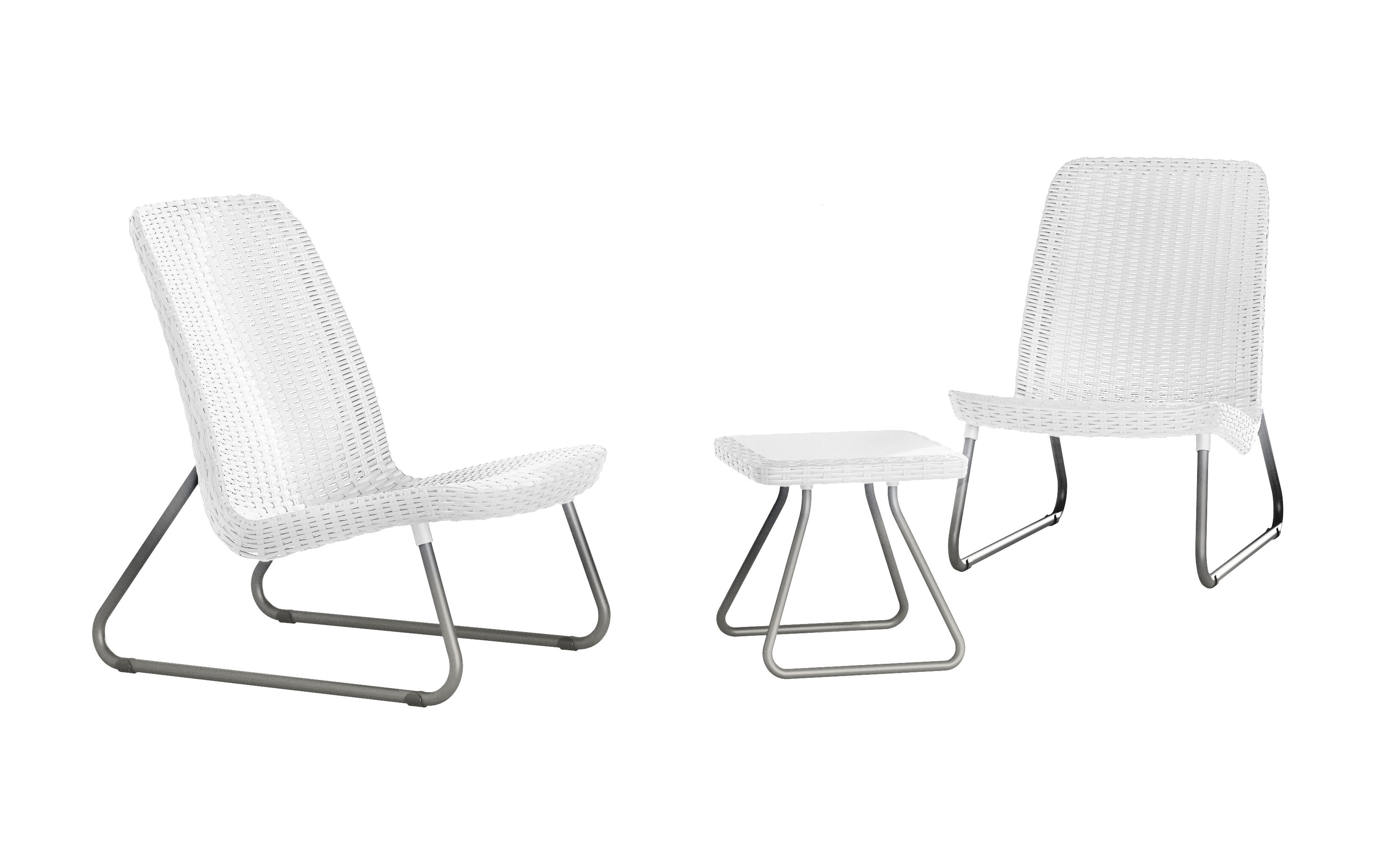 Conjunto relax jardim resina mesa e 2 cadeiras branco Rio Keter - 4