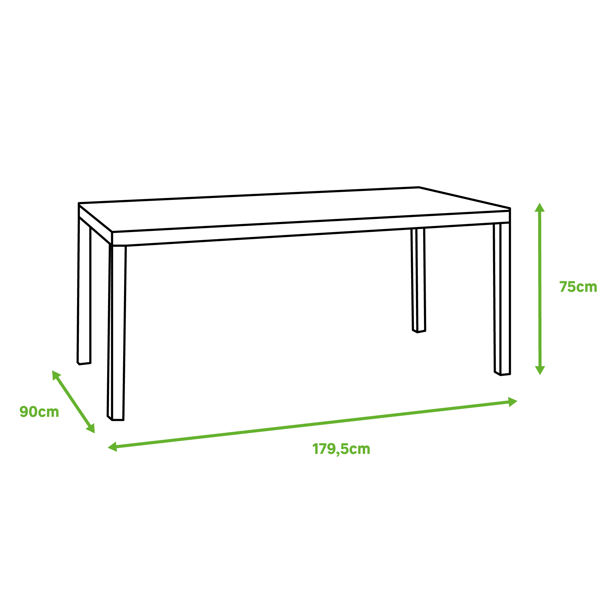 Mesa de jardín de aluminio ratán NATERIAL Davos 75x179.5x90 cm - 2
