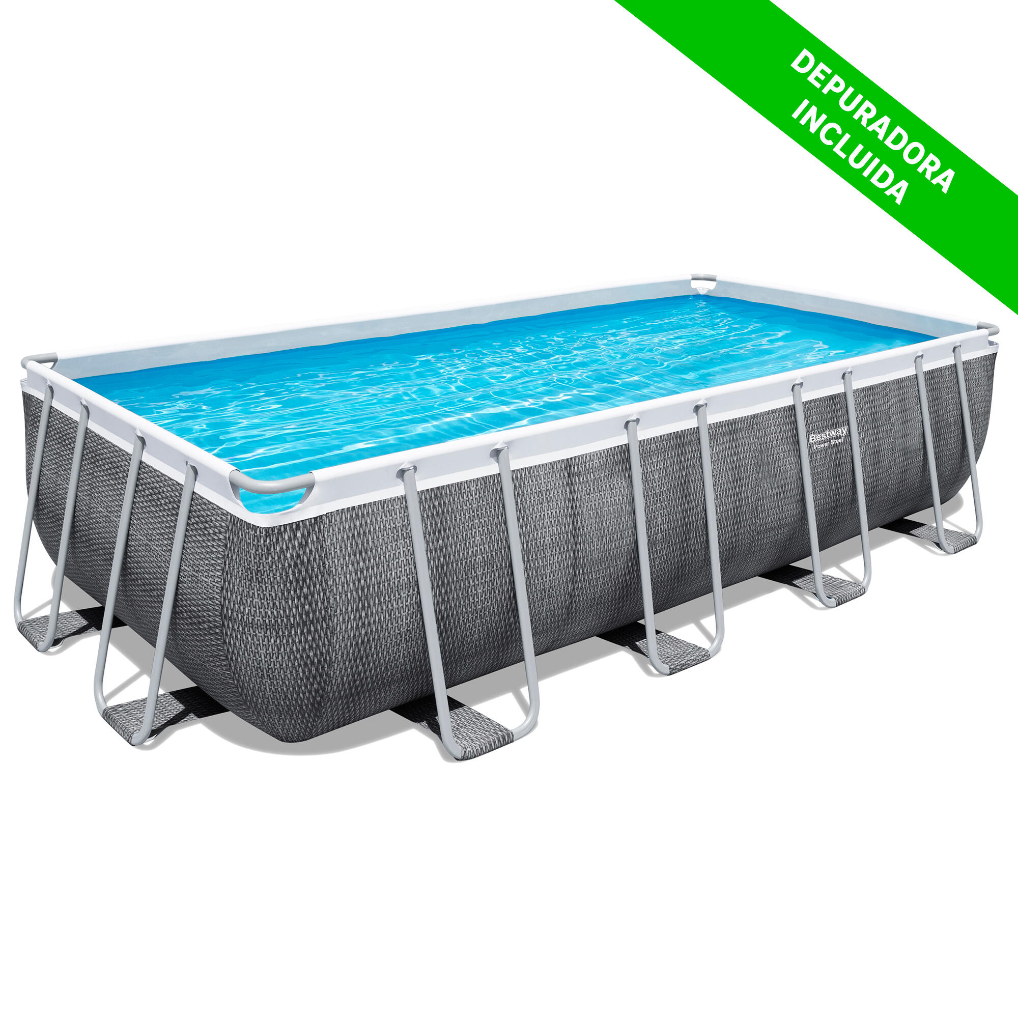 Piscina tubular de PVC multicolor rectangular 5.49x2.74x1.22 m con depuradora de cartucho y escalera de seguridad BESTWAY - 15