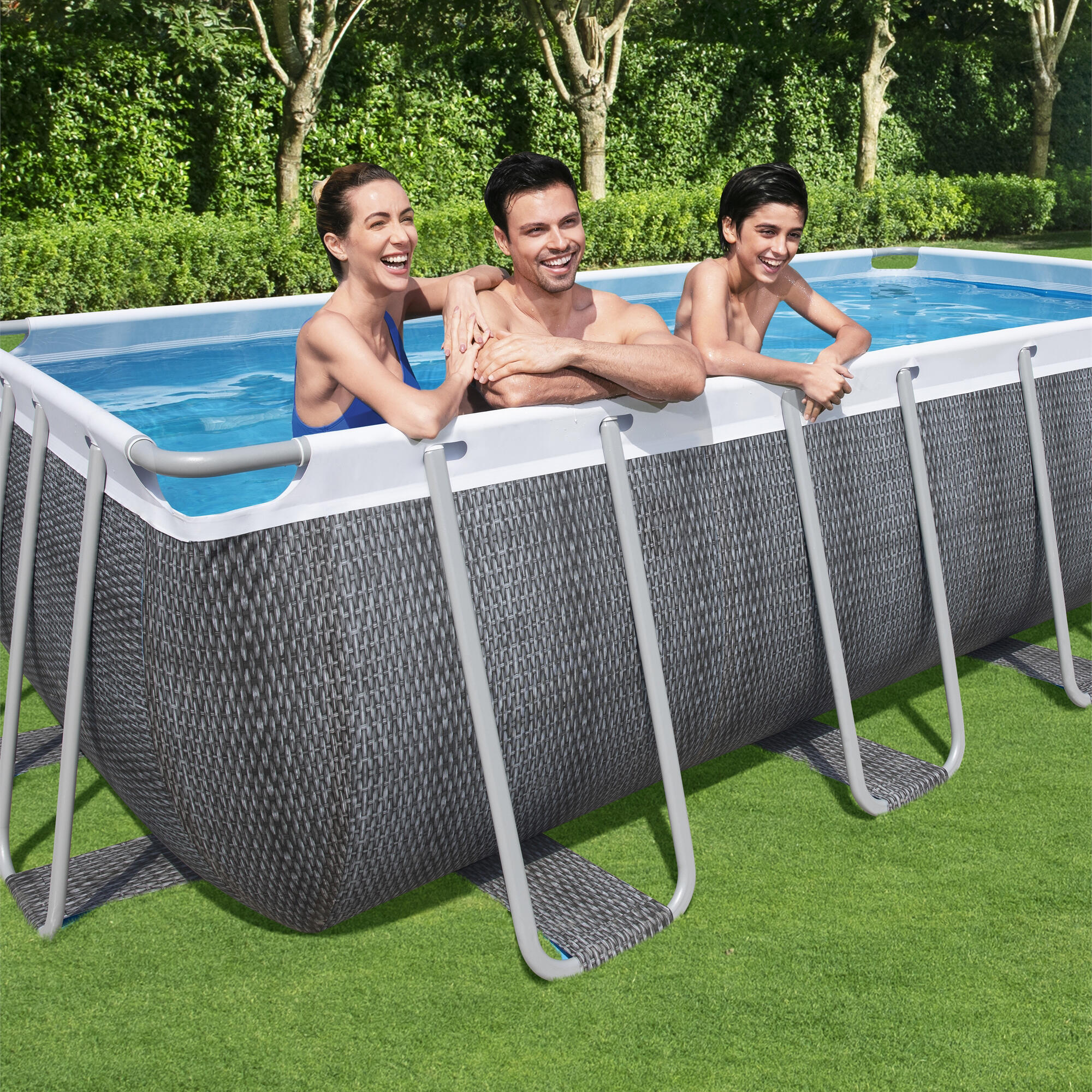 Piscina tubular de PVC multicolor rectangular 5.49x2.74x1.22 m con depuradora de cartucho y escalera de seguridad BESTWAY - 16