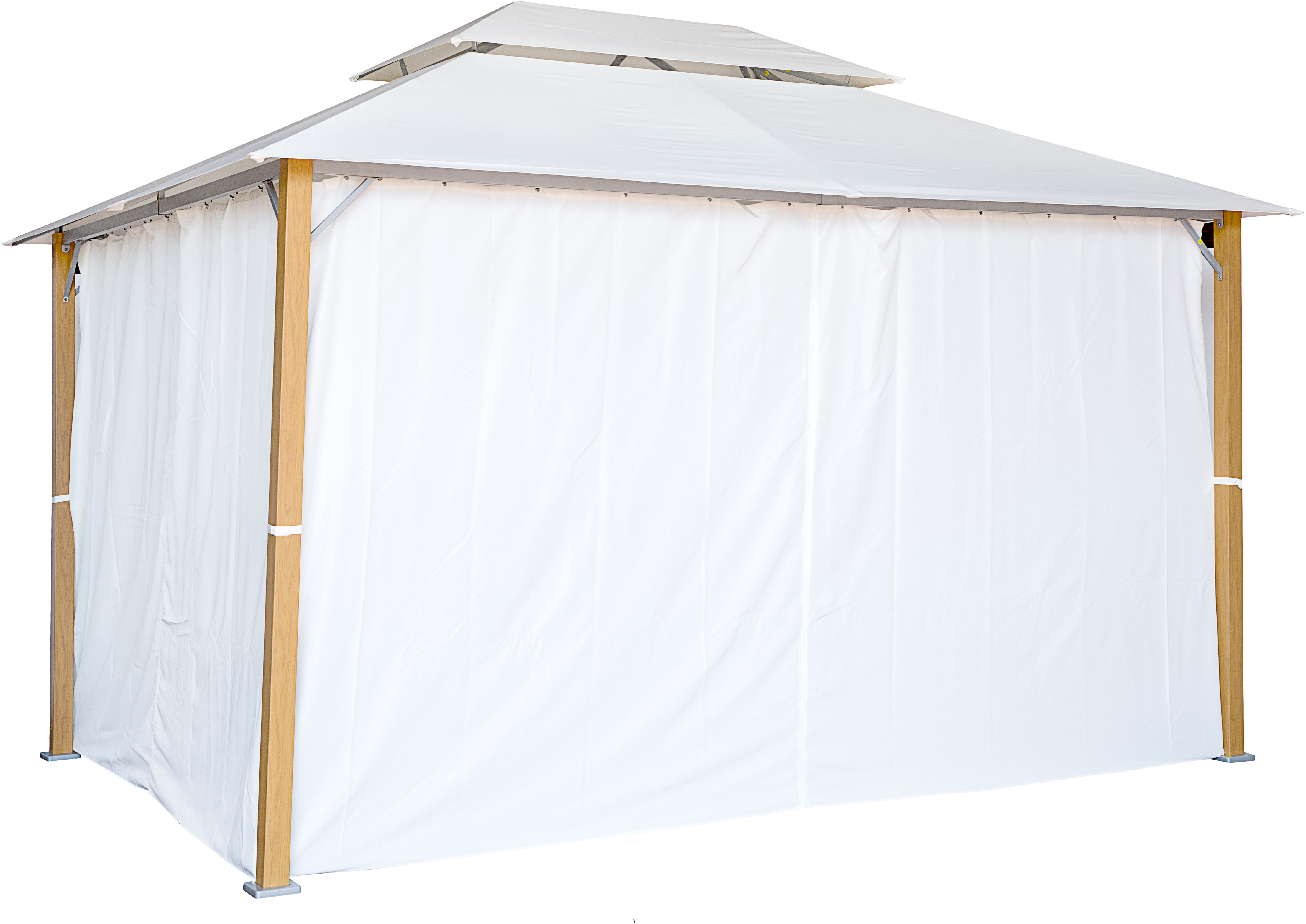 Cenador de aluminio con cubierta y cortinas NATERIAL Ágora de 270 x 370 cm blanco - 13