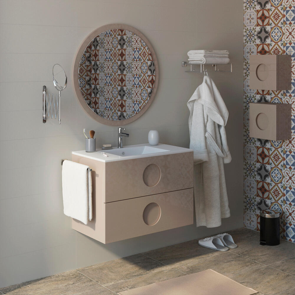 Mueble de baño con lavabo sphere moka brillante 80x45 cm