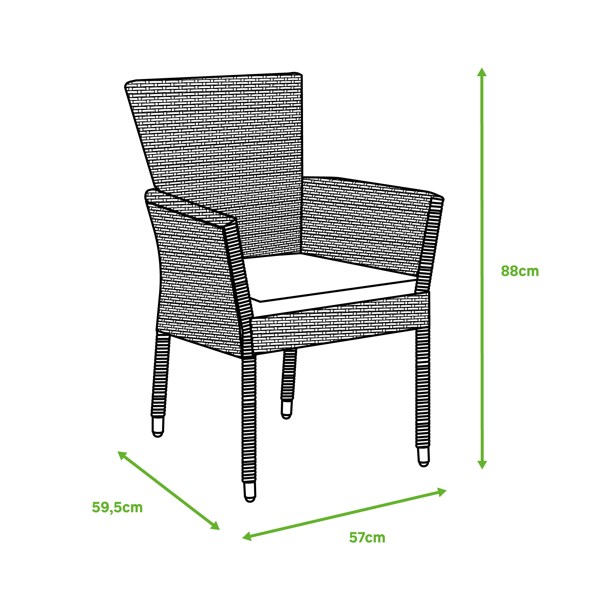 Cadeira de rattan cinza escuro Naterial Davos - 9