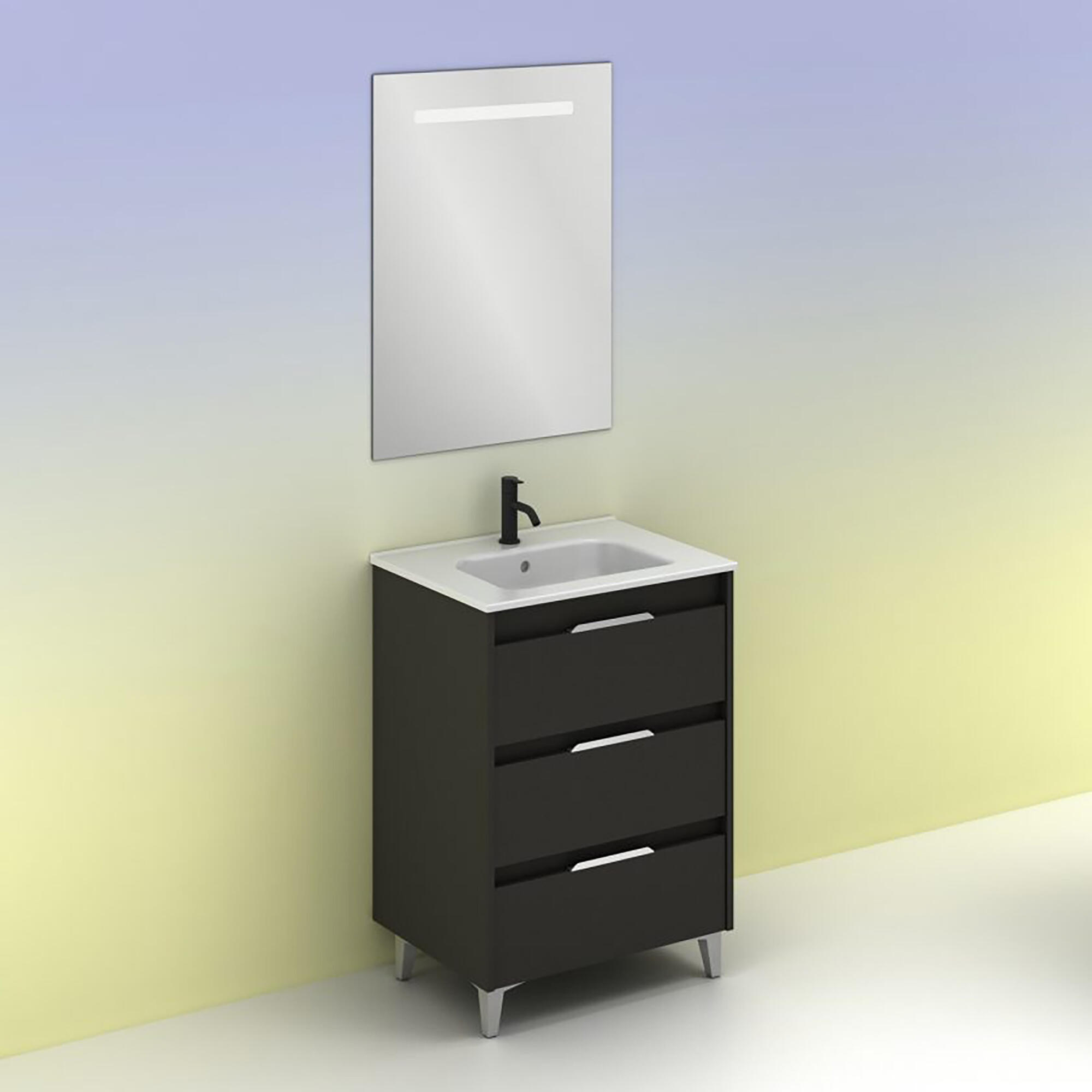 Mueble de baño con lavabo suki antracita 60x45 cm