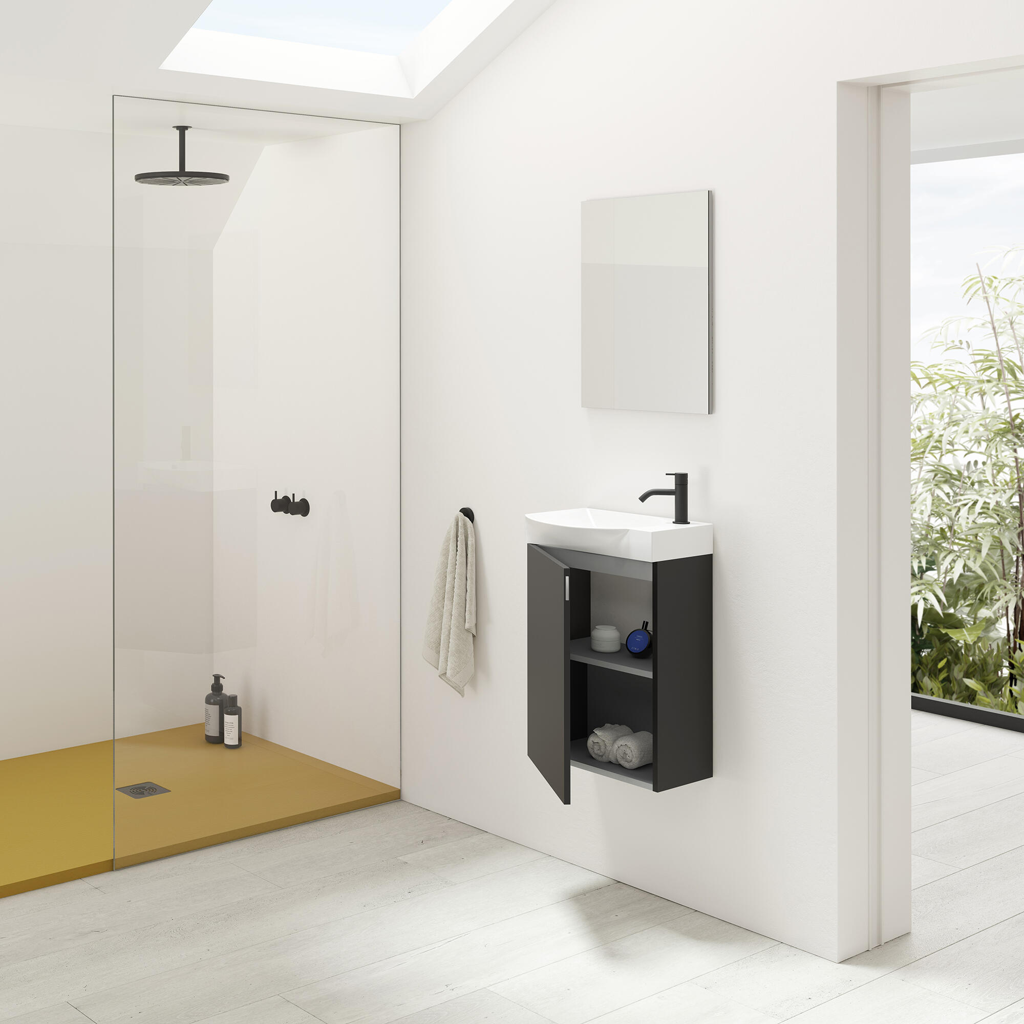 Mueble de baño con lavabo mika antracita 45x35 cm