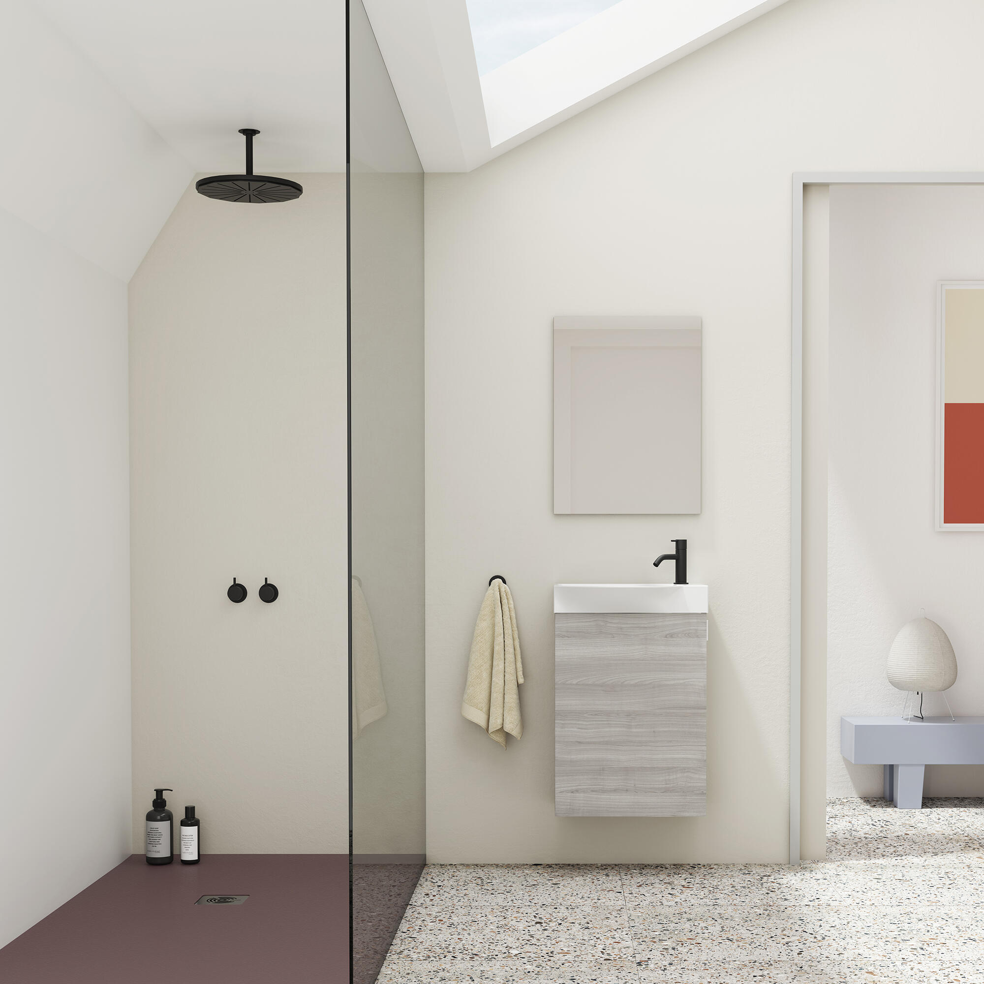 Mueble de baño con lavabo mika gris 45x35 cm