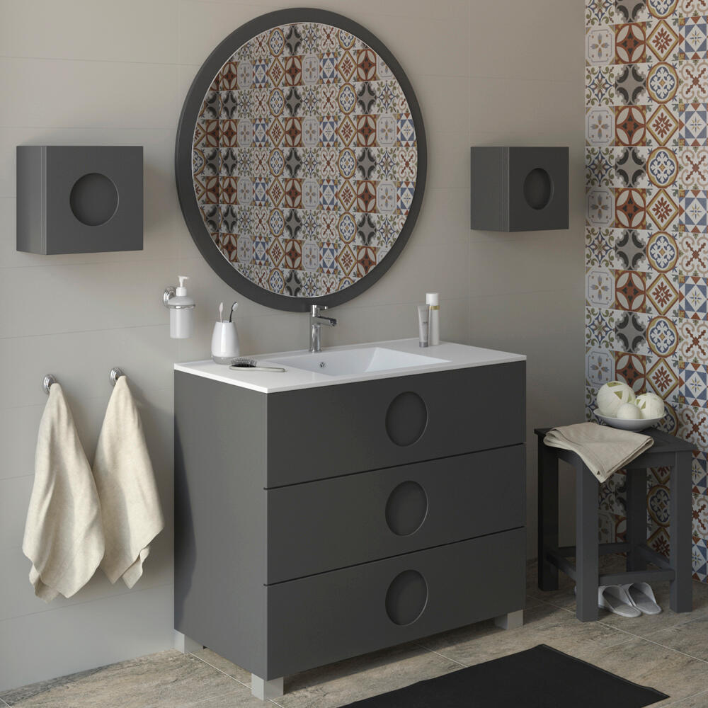 Mueble de baño con lavabo sphere grafito mate 100x45 cm