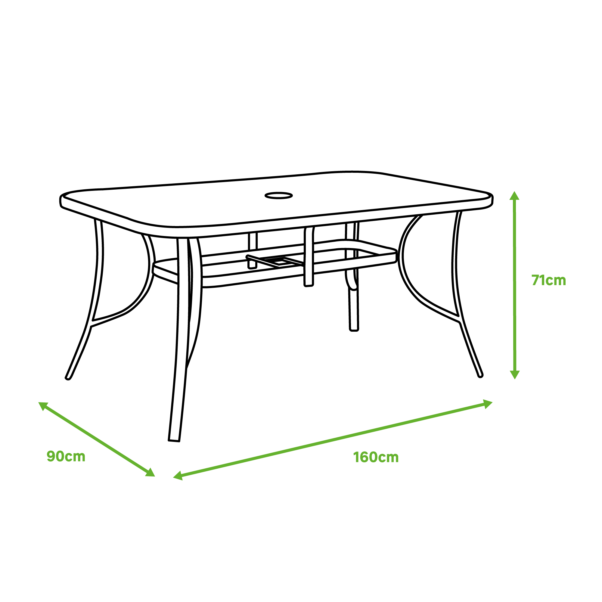 Tavolo da pranzo per giardino Alma Fix in acciaio con piano in vetro traslucido per 6 persone 90x150cm - 7