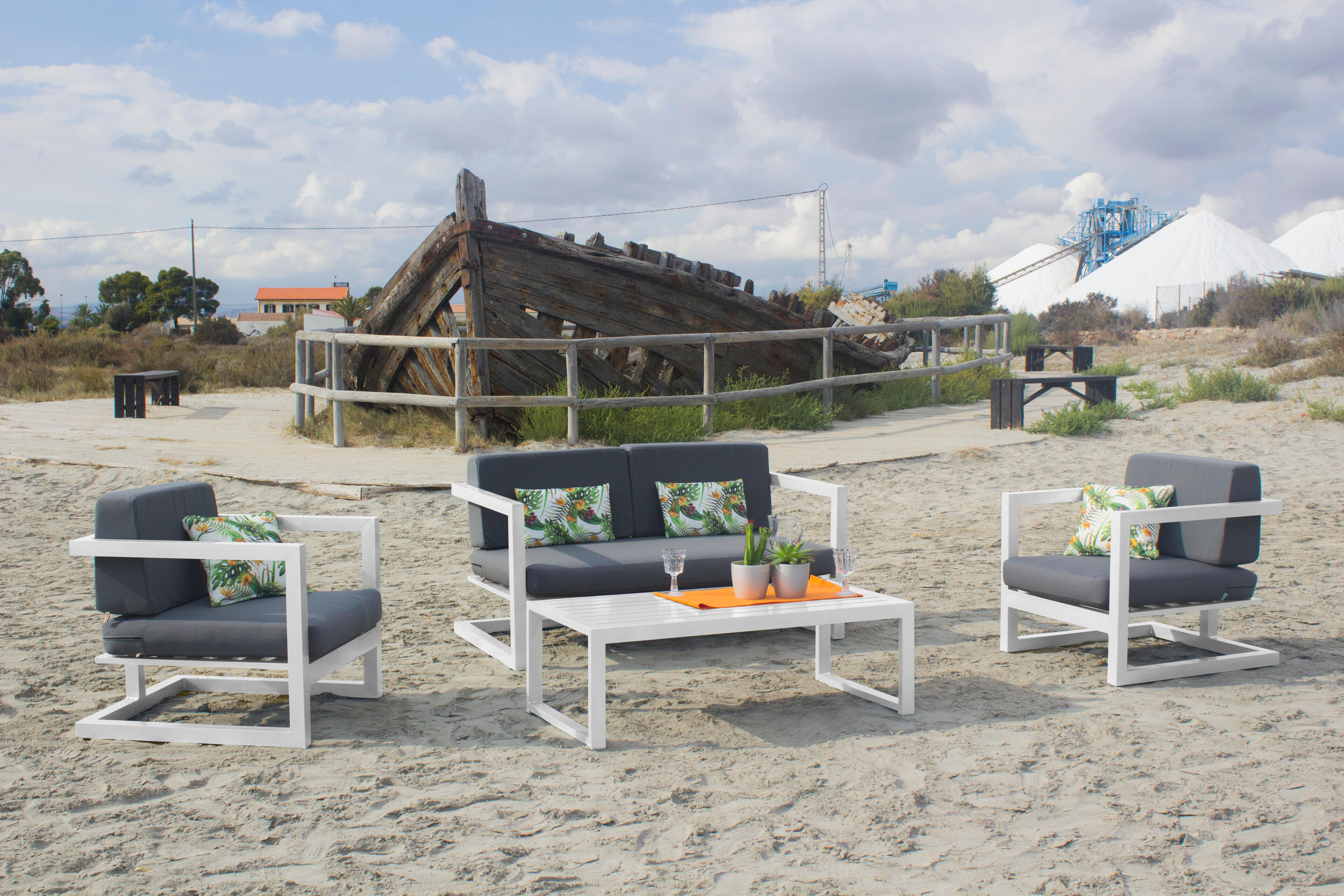 Conjunto de jardín darma blanco de 4 plazas