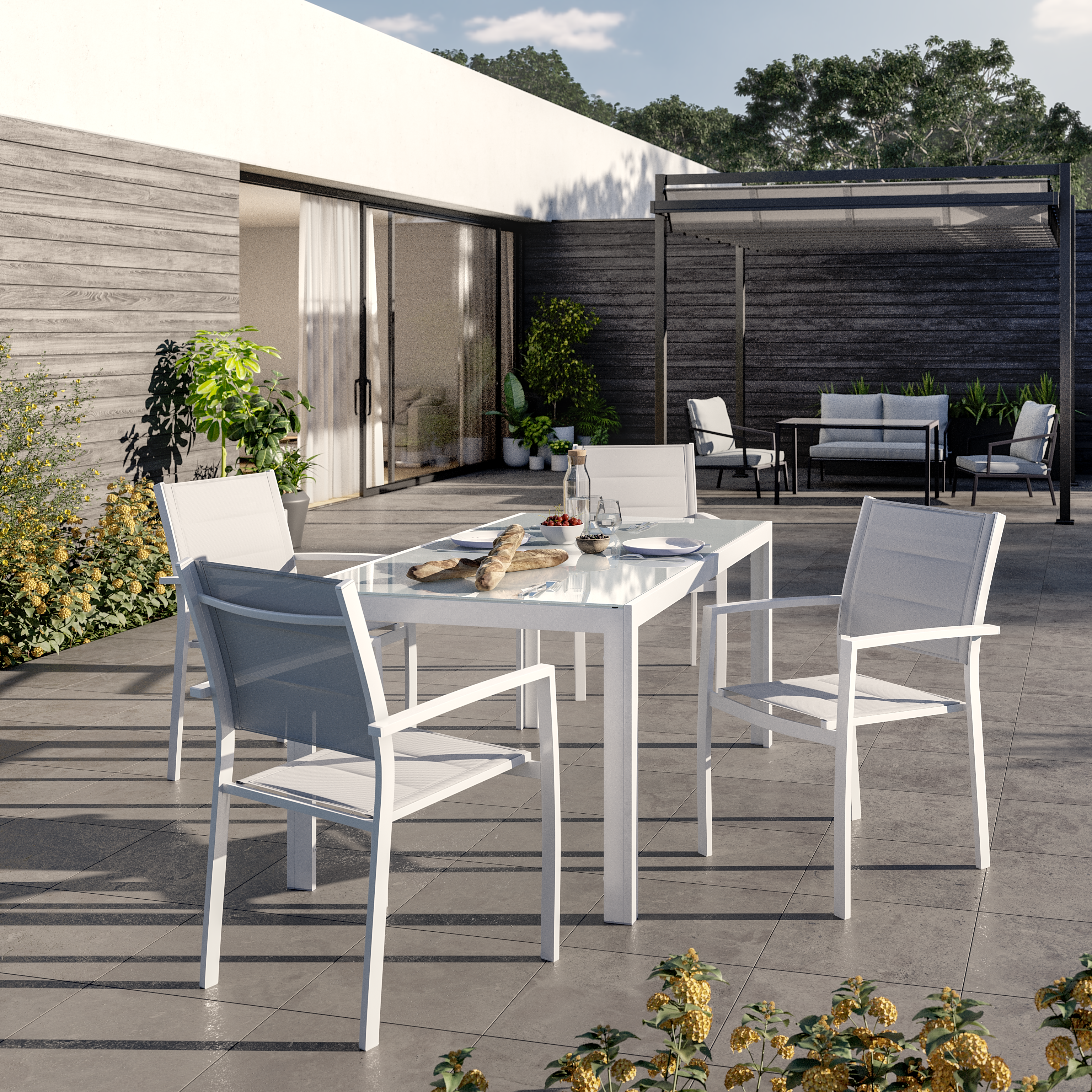 Silla de exterior de aluminio Naterial Orion Beta II con brazos blanca - 23