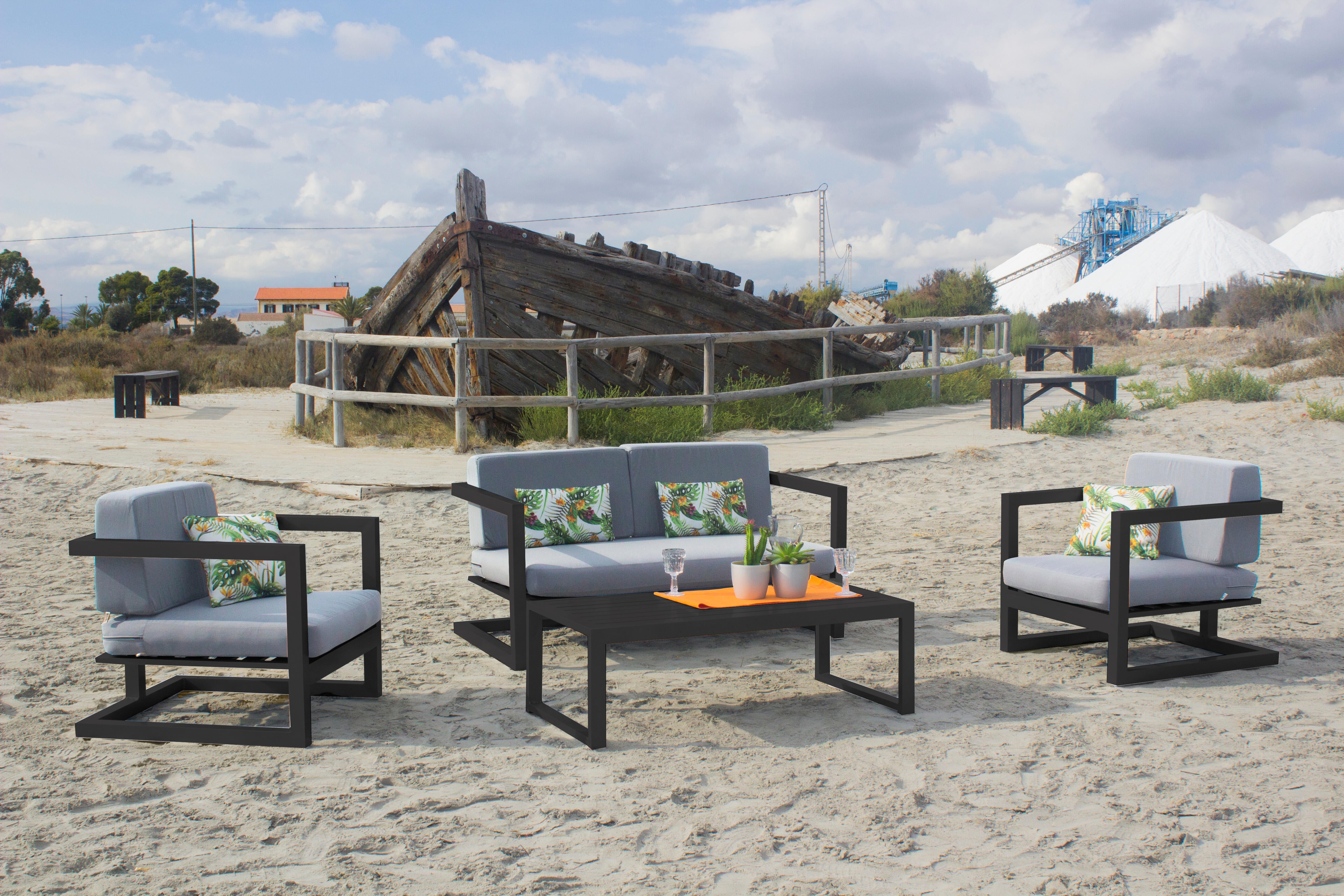 Conjunto de jardín darma antracita de 4 plazas