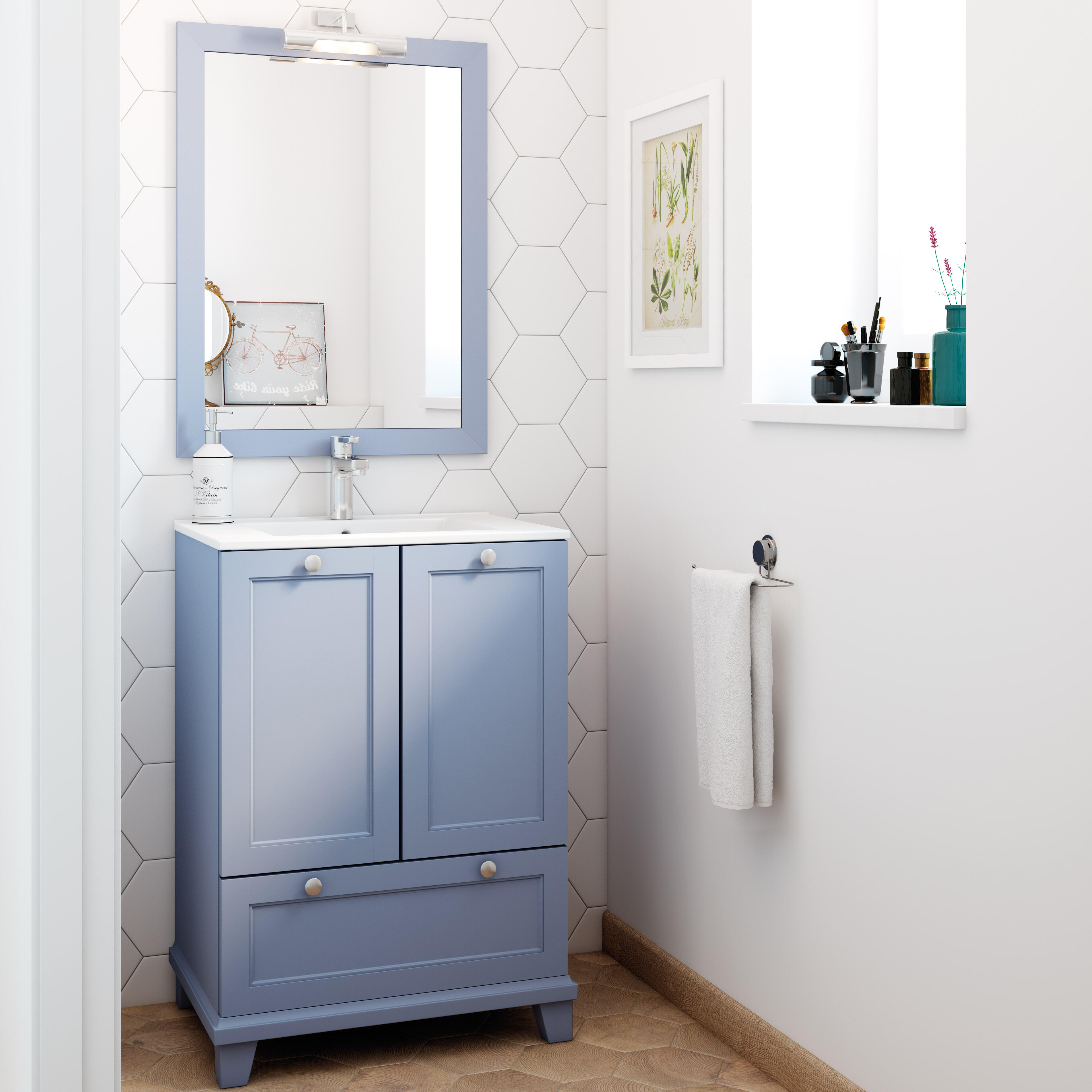 Mueble de baño con lavabo unike cobalto mate 60x45 cm