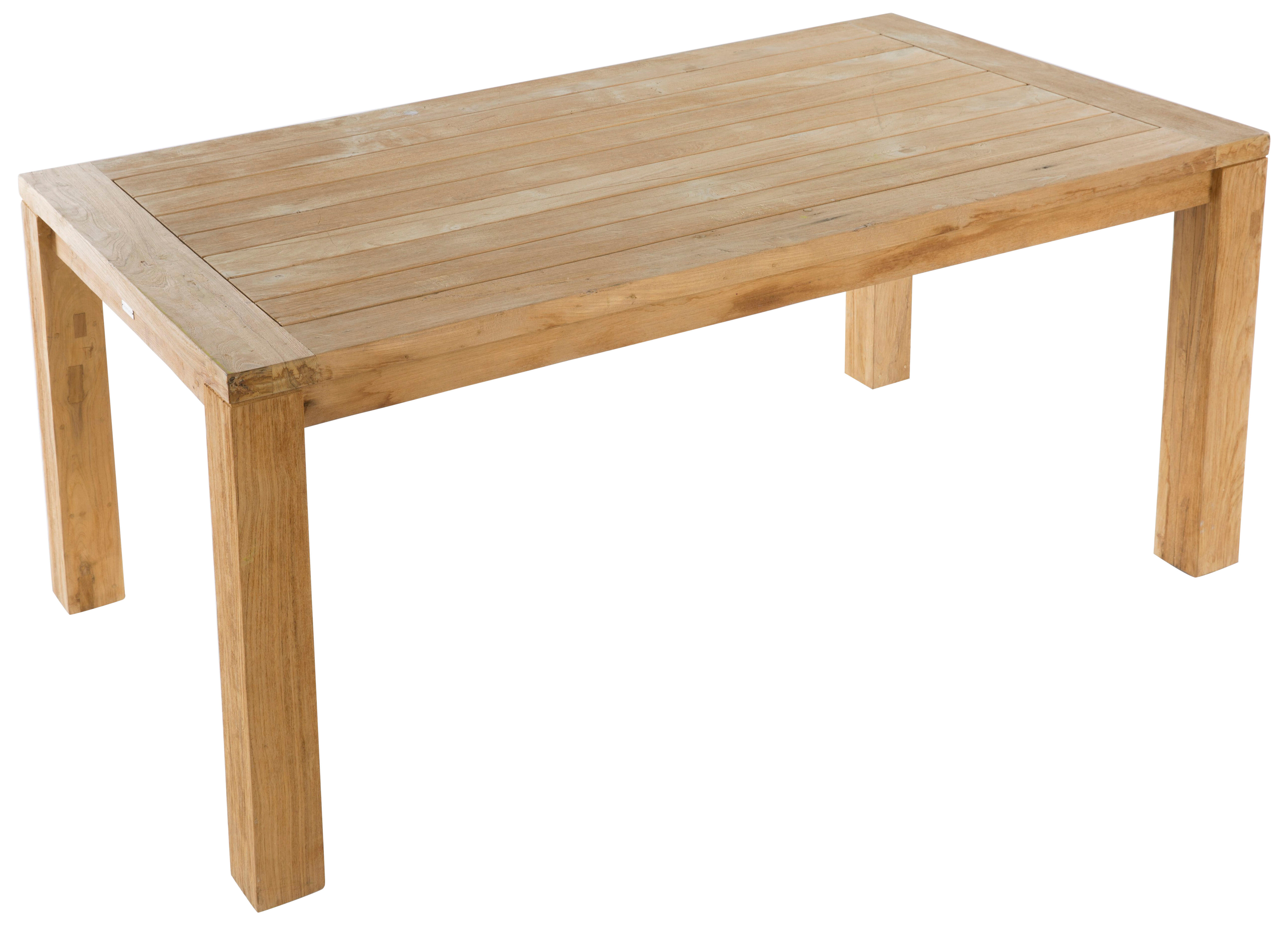 Mesa de comedor de exterior de madera maciza basilea marrón de 100x76x220 cm